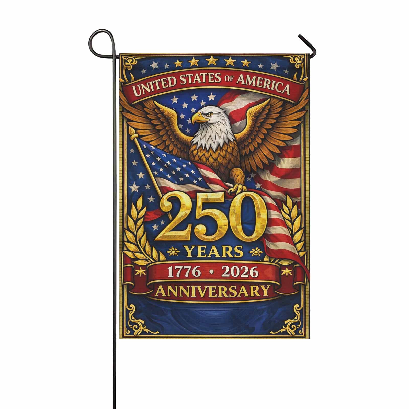 America 250 Years Garden Flag 1776–2026 Patriotic Eagle Anniversary Decor