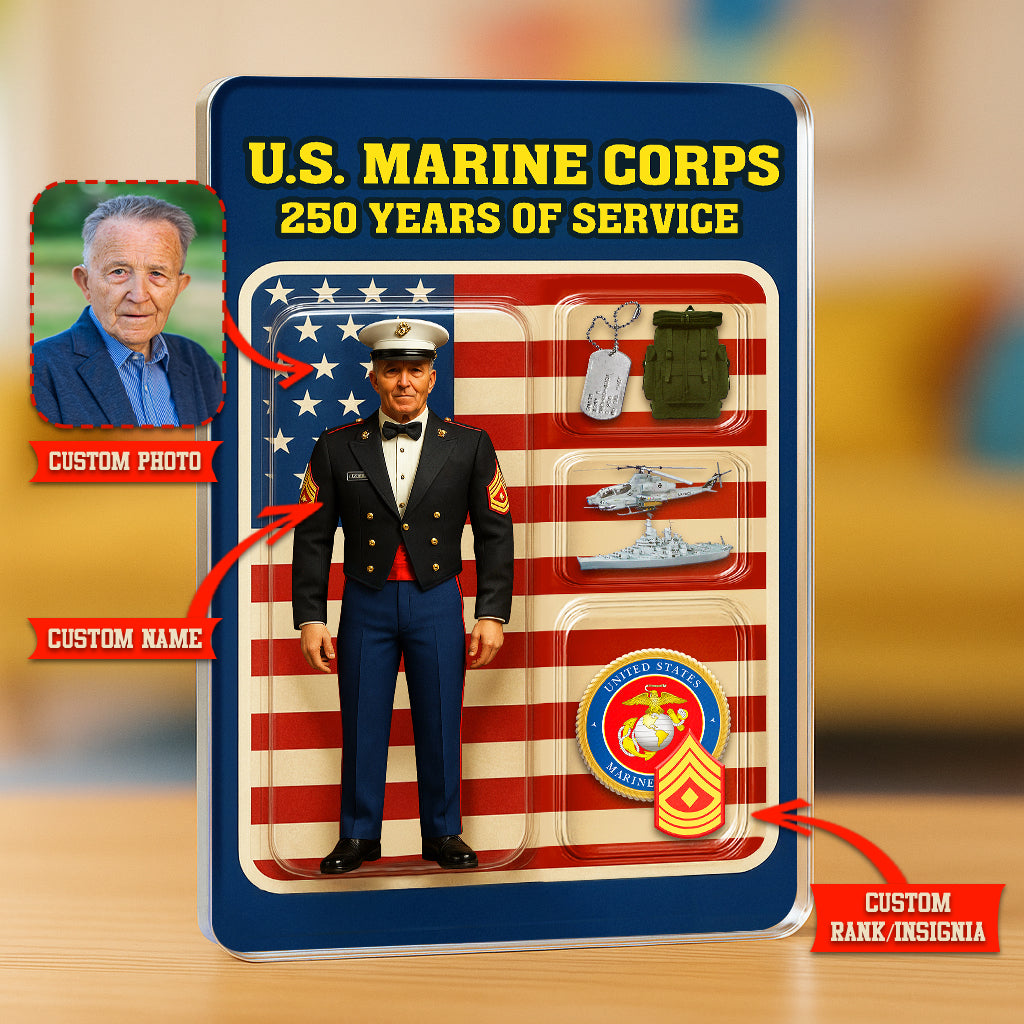 Personalized MARlNE 250th Years Of Service Custom Figure MARlNE Officer Evening Dress Uniform Acrylic Block