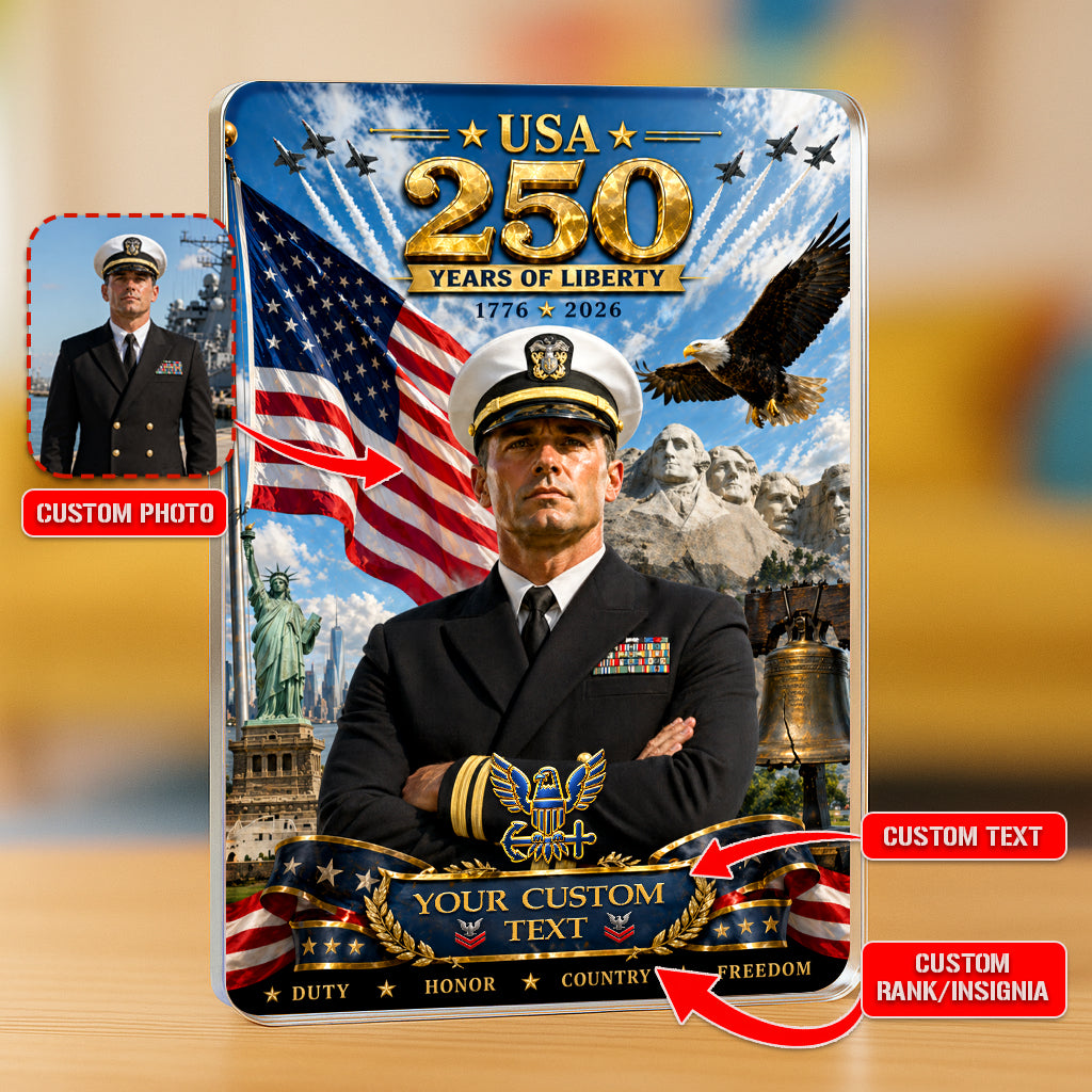 USA 250 Years Of Liberty Custom US Navy Service Uniform Figure Acrylic Block