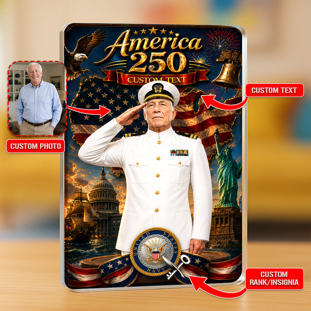 America 250th Custom Figure US Navy Service Dress White Uniform Acrylic Block