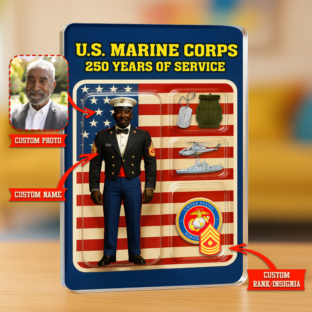 Personalized MARlNE 250th Years Of Service Custom Figure MARlNE Officer Evening Dress Uniform Acrylic Block