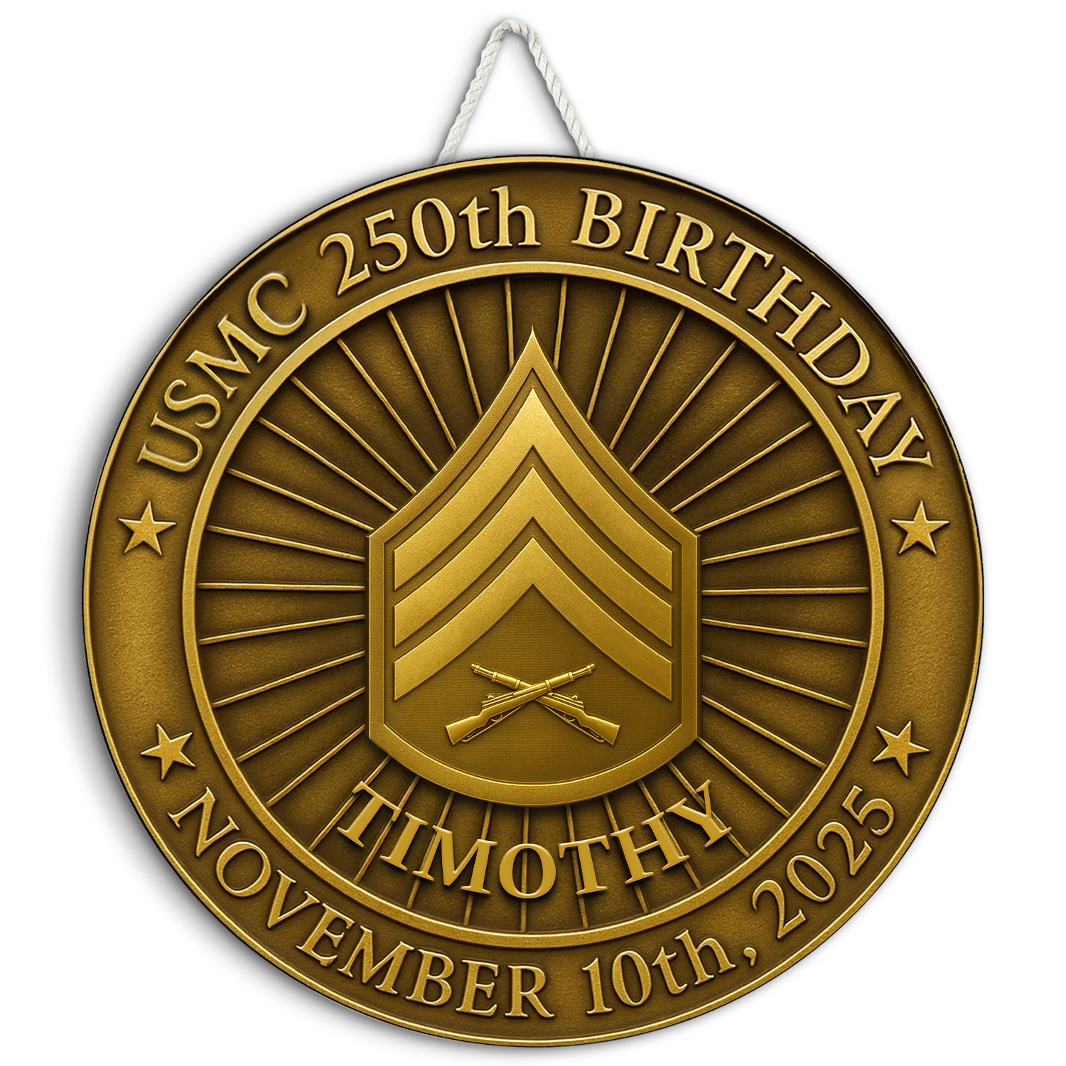 MARlNE 250th Birthday Wooden Sign – Personalized Rank & Name