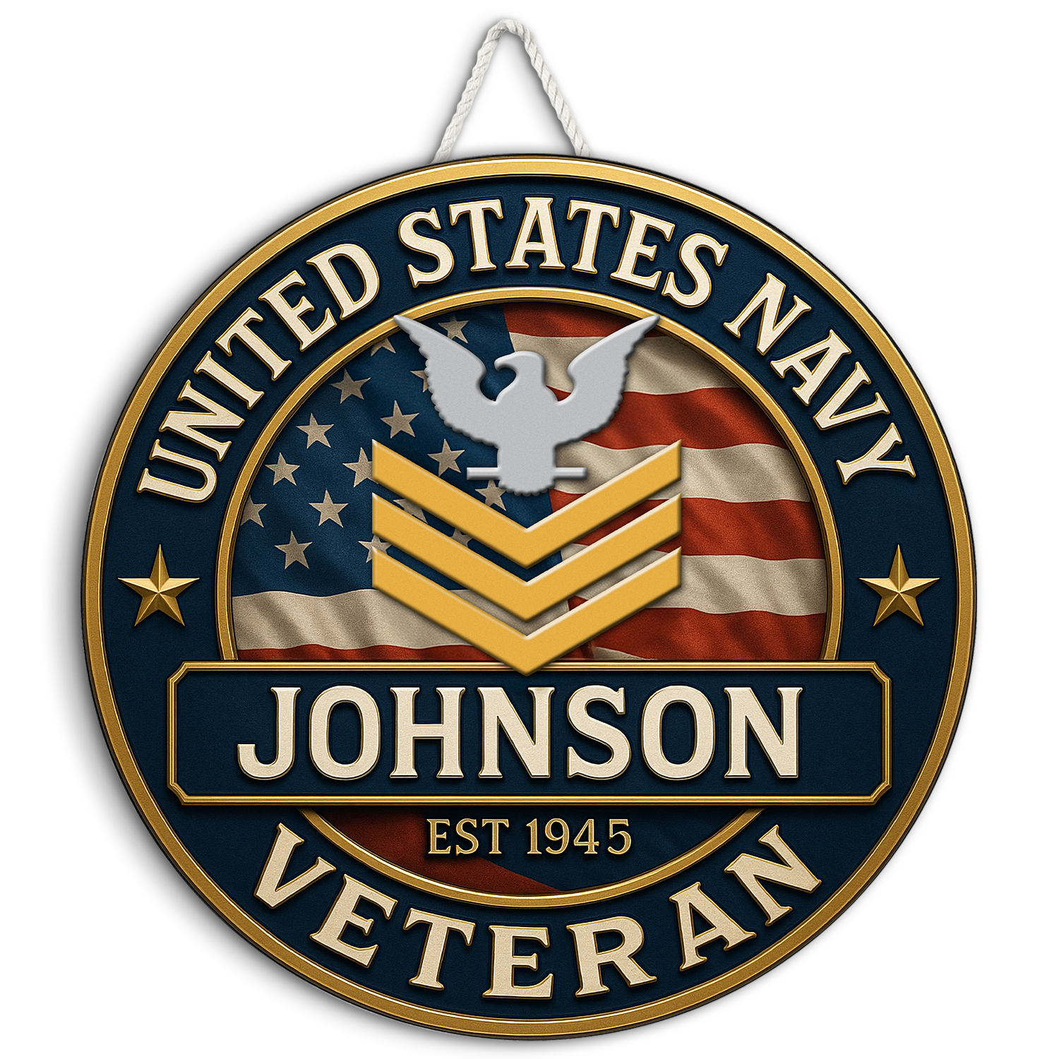 U.S. Navy Veteran Wooden Sign – Personalized Military Tribute with Name & Rank