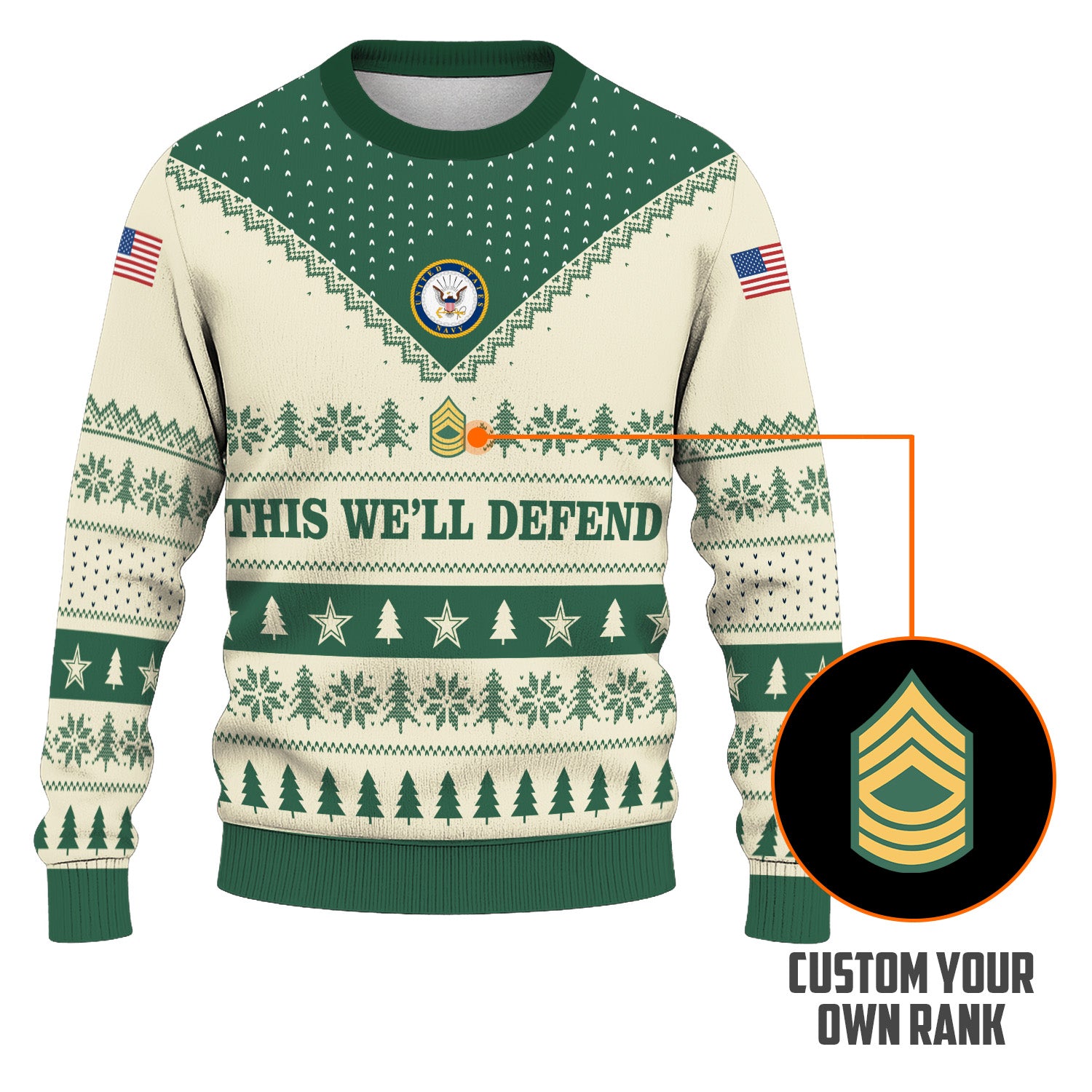 Custom Ranks US Army Ugly Christmas Sweater for Women Men TUST05