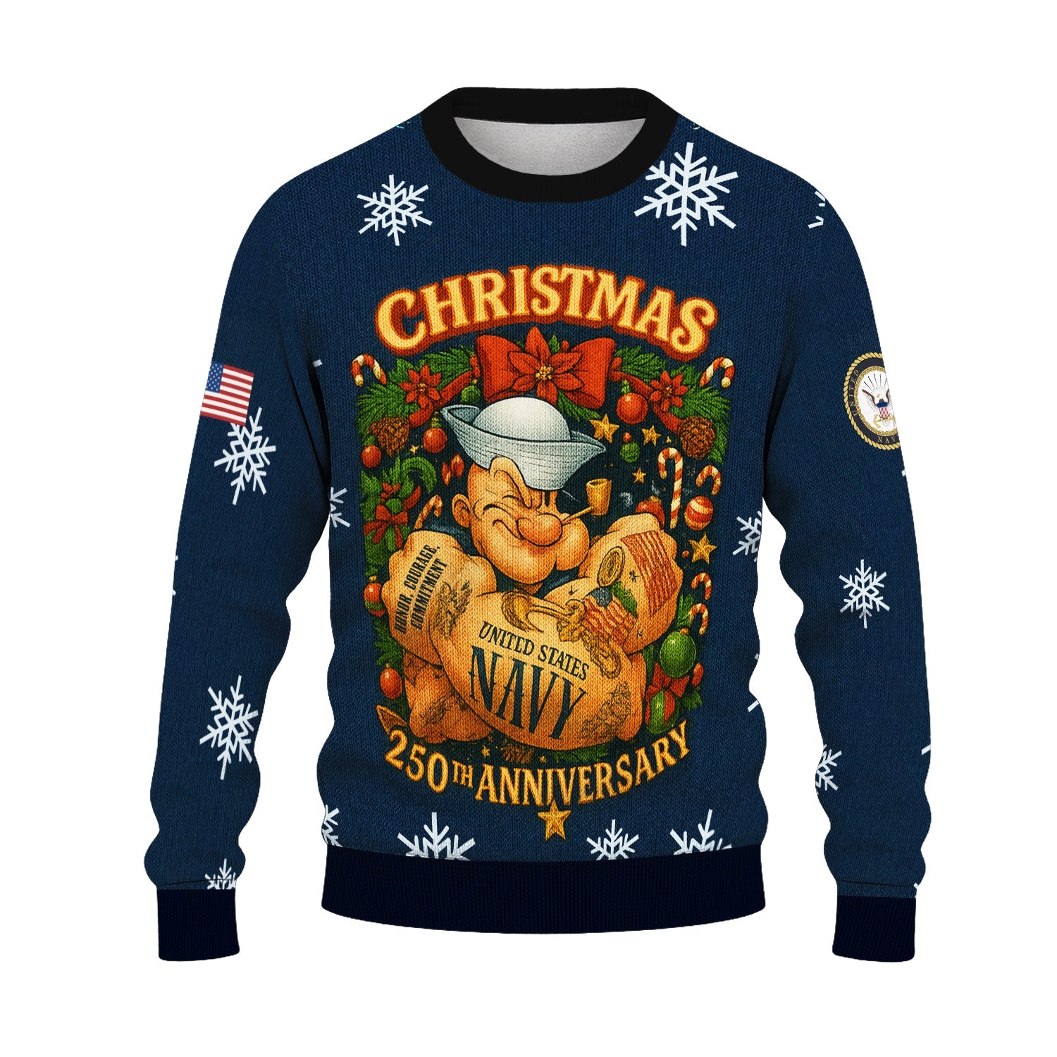 US Navy 250th Anniversary Christmas Ugly Sweater