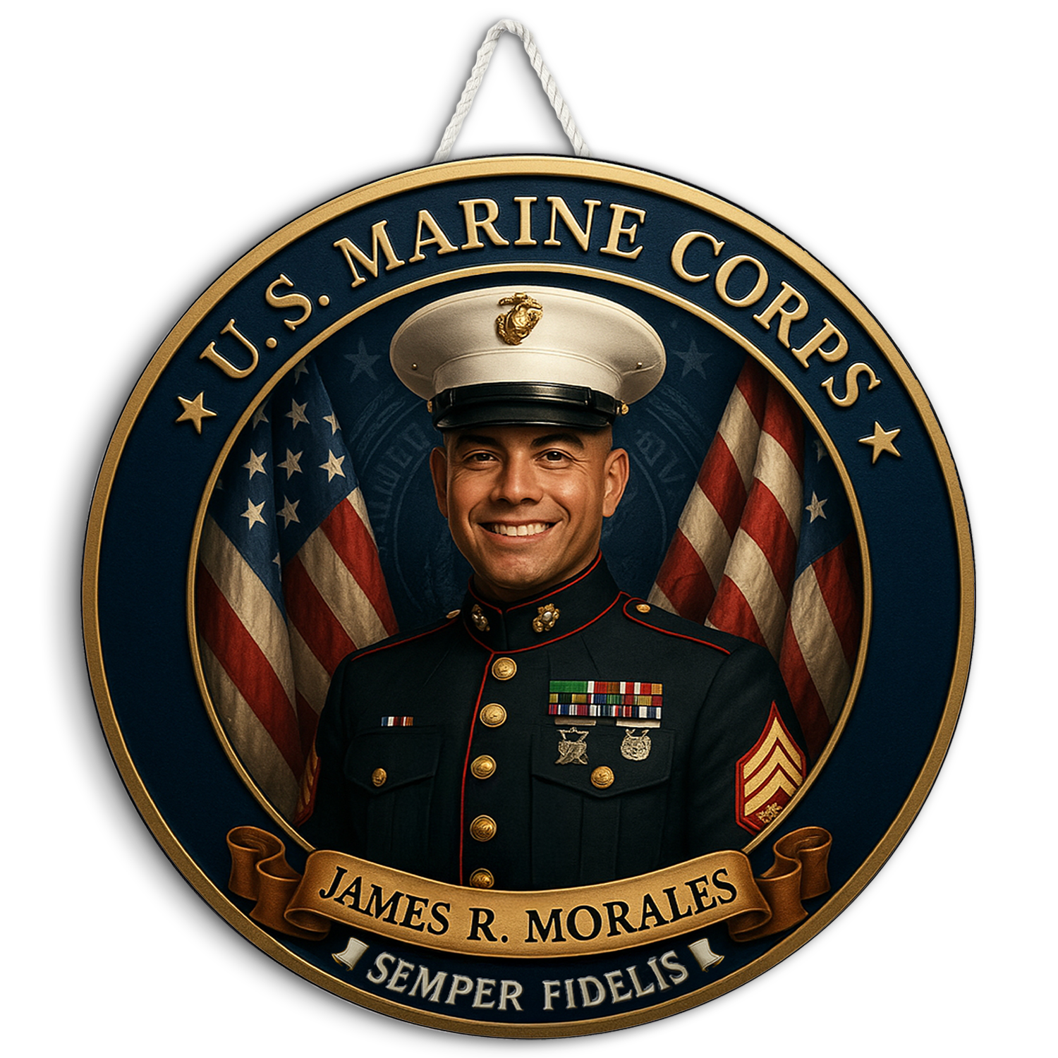 Personalized MARlNE Corps Portrait Wooden Sign