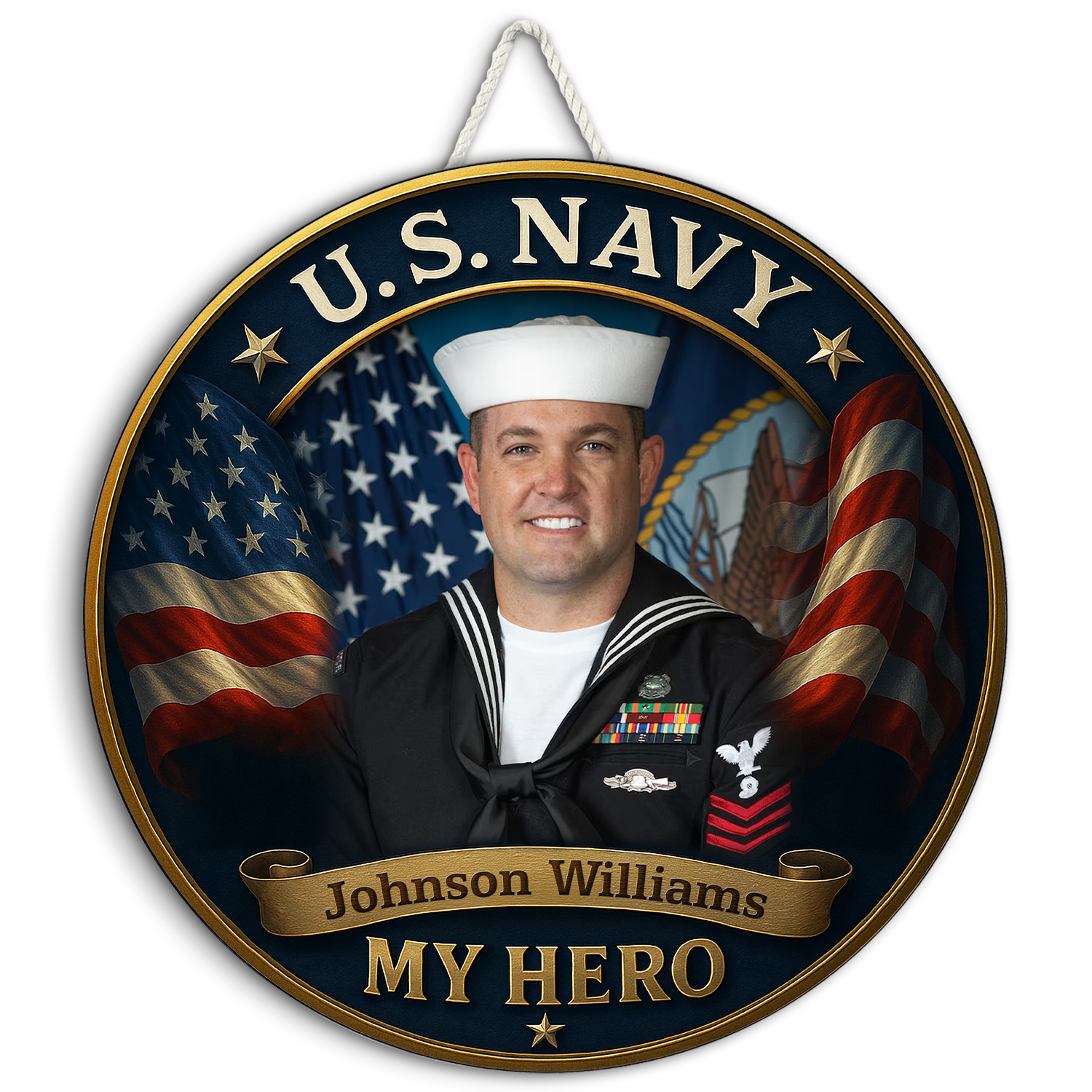 Personalized U.S. Navy Portrait Wooden Sign