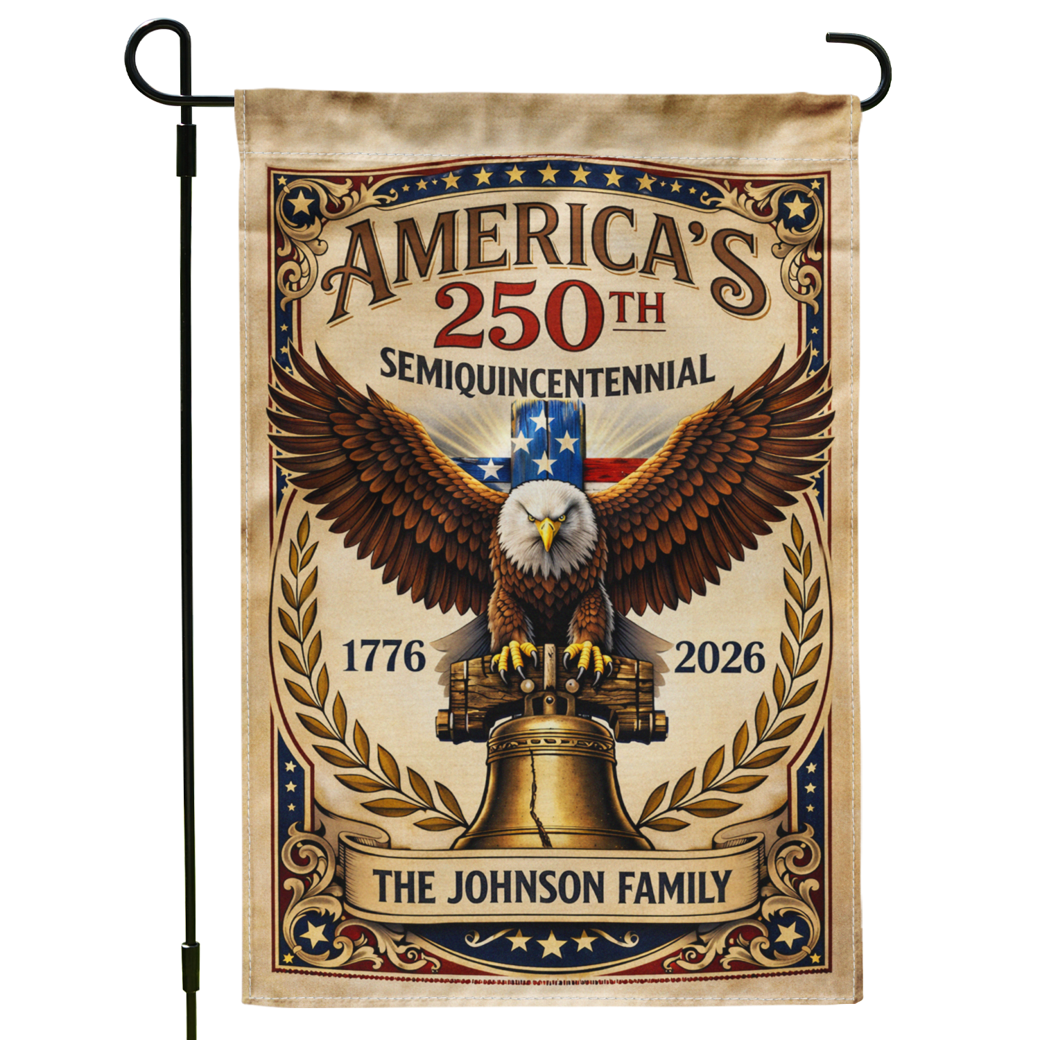 Custom USA 250 Garden Flag Vintage Eagle Liberty Bell 1776