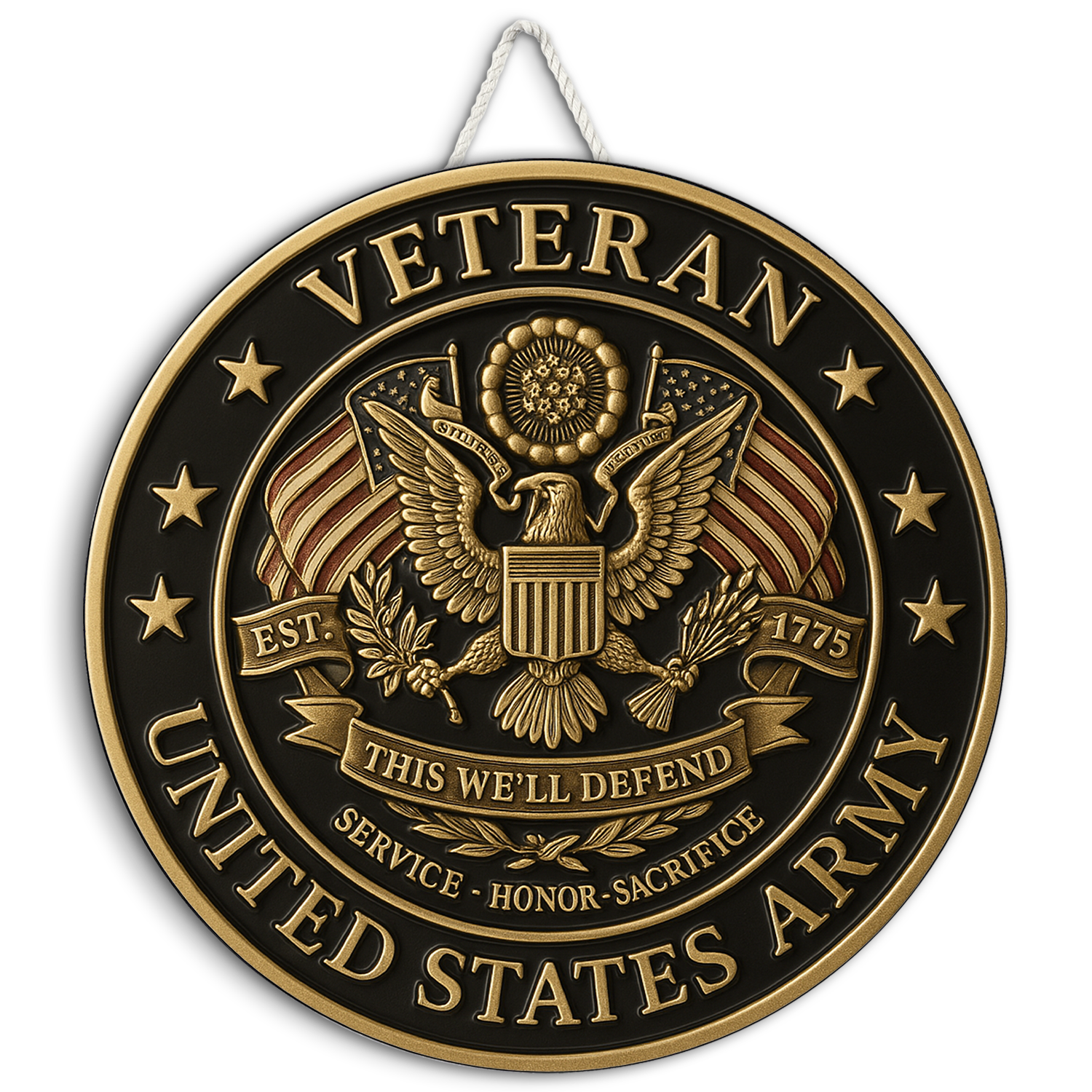 U.S. Army Veteran Wooden Sign – "This We’ll Defend" Patriotic Wall Decor