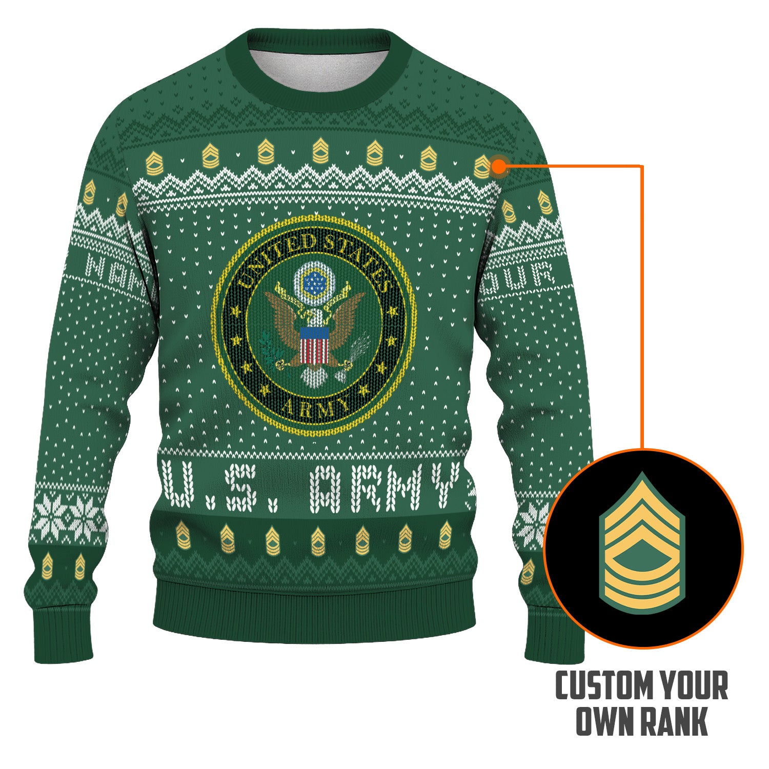 Custom Ranks And Text US Army Ugly Christmas Sweater for Women Men TUST04
