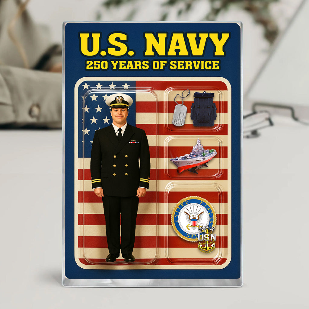 Personalized US Navy 250th Years Of Service Custom Figure Acrylic Block