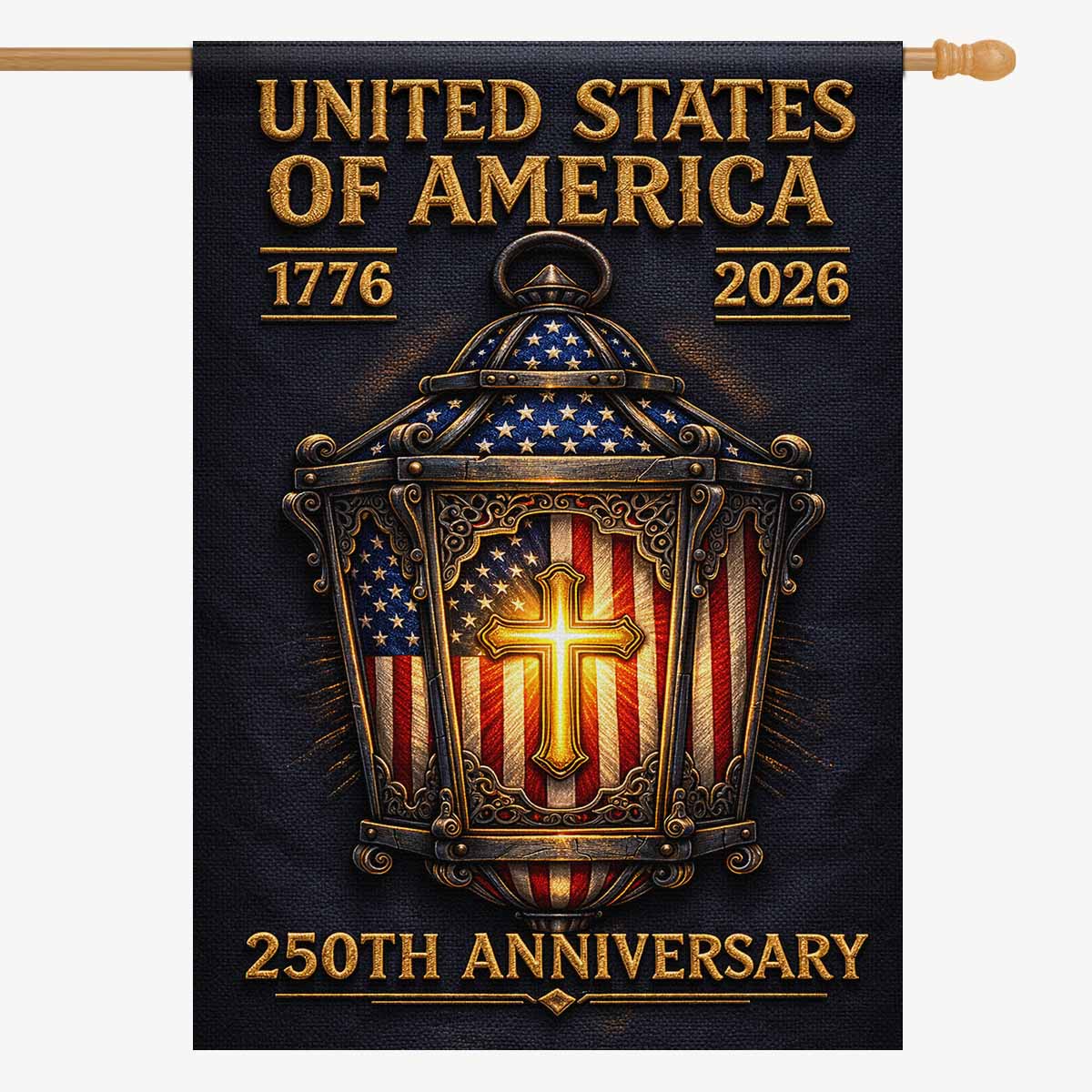 Christian Patriotic America 250 Garden Flag USA Cross Flag 1776-2026 Independence Decor