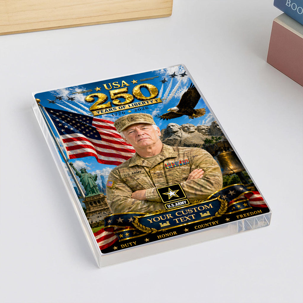 USA 250 Years Of Liberty Custom US Army Combat Uniform Figure Acrylic Block