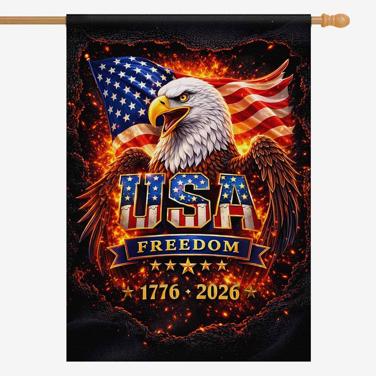 USA Freedom 1776–2026 House Flag – Patriotic Eagle America 250 Banner