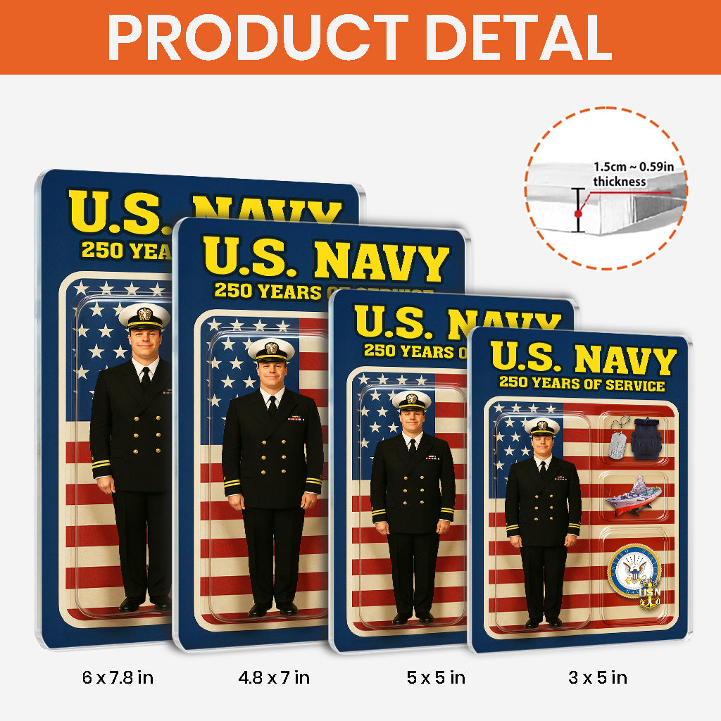 Personalized US Navy 250th Years Of Service Custom Figure Acrylic Block