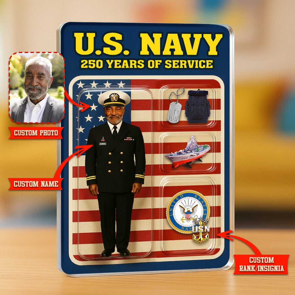 Personalized US Navy 250th Years Of Service Custom Figure Acrylic Block