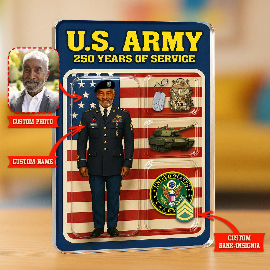 Personalized US Army 250th Years Of Service Custom Figure Acrylic Block
