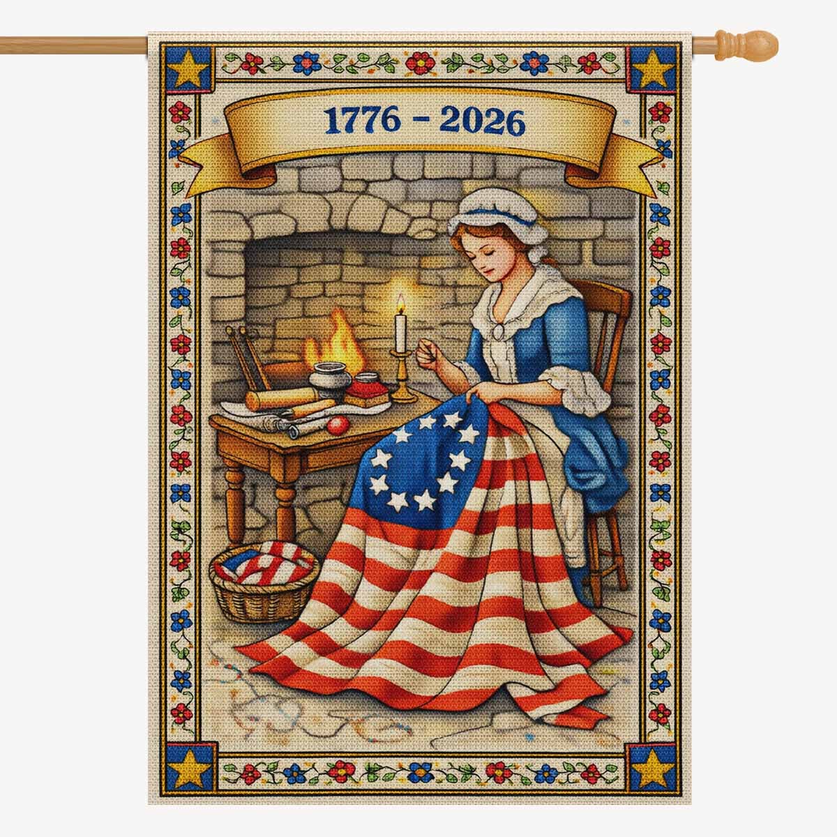 America 250 House Flag Betsy Ross Patriotic Colonial American Flag Outdoor Decor