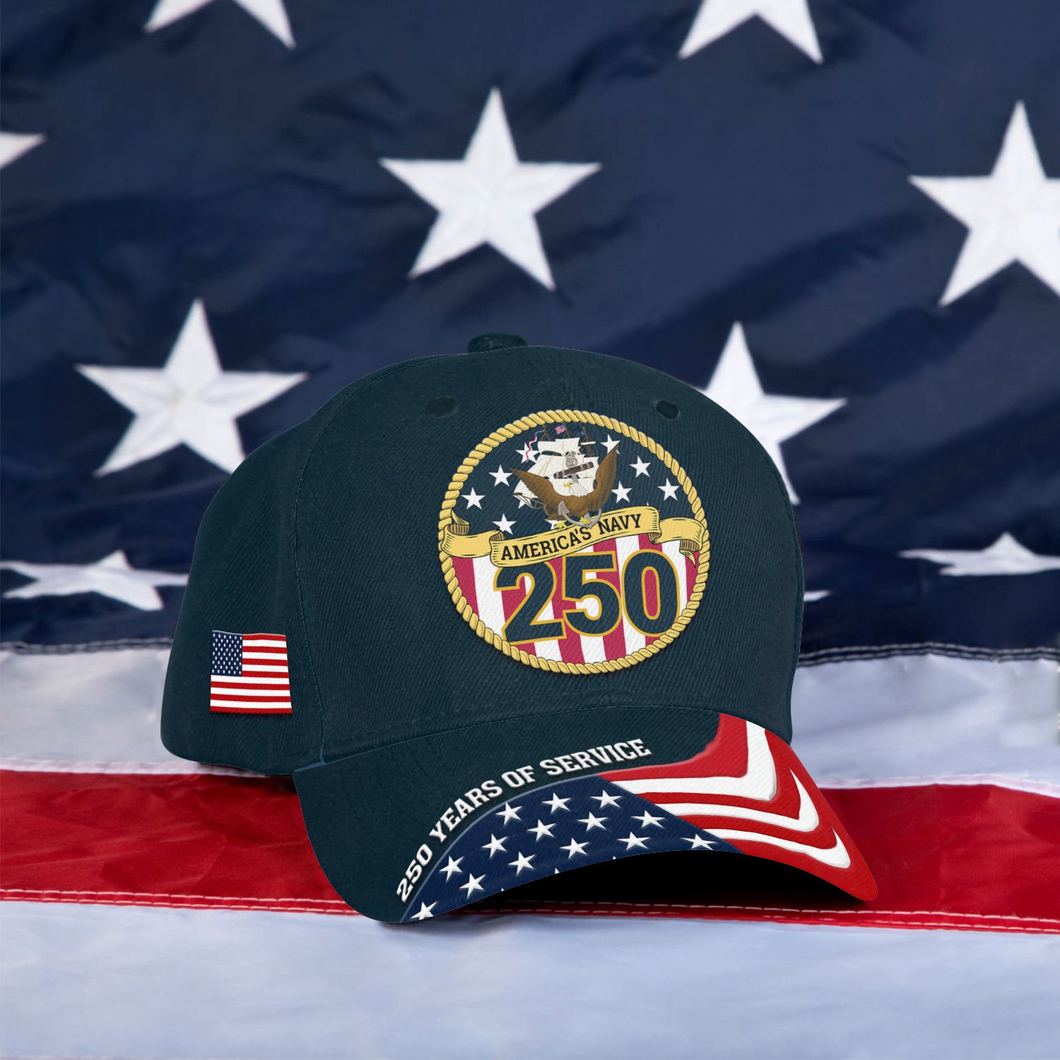 America's Navy 250 Years of Service All Over Prints Premium Classic Cap