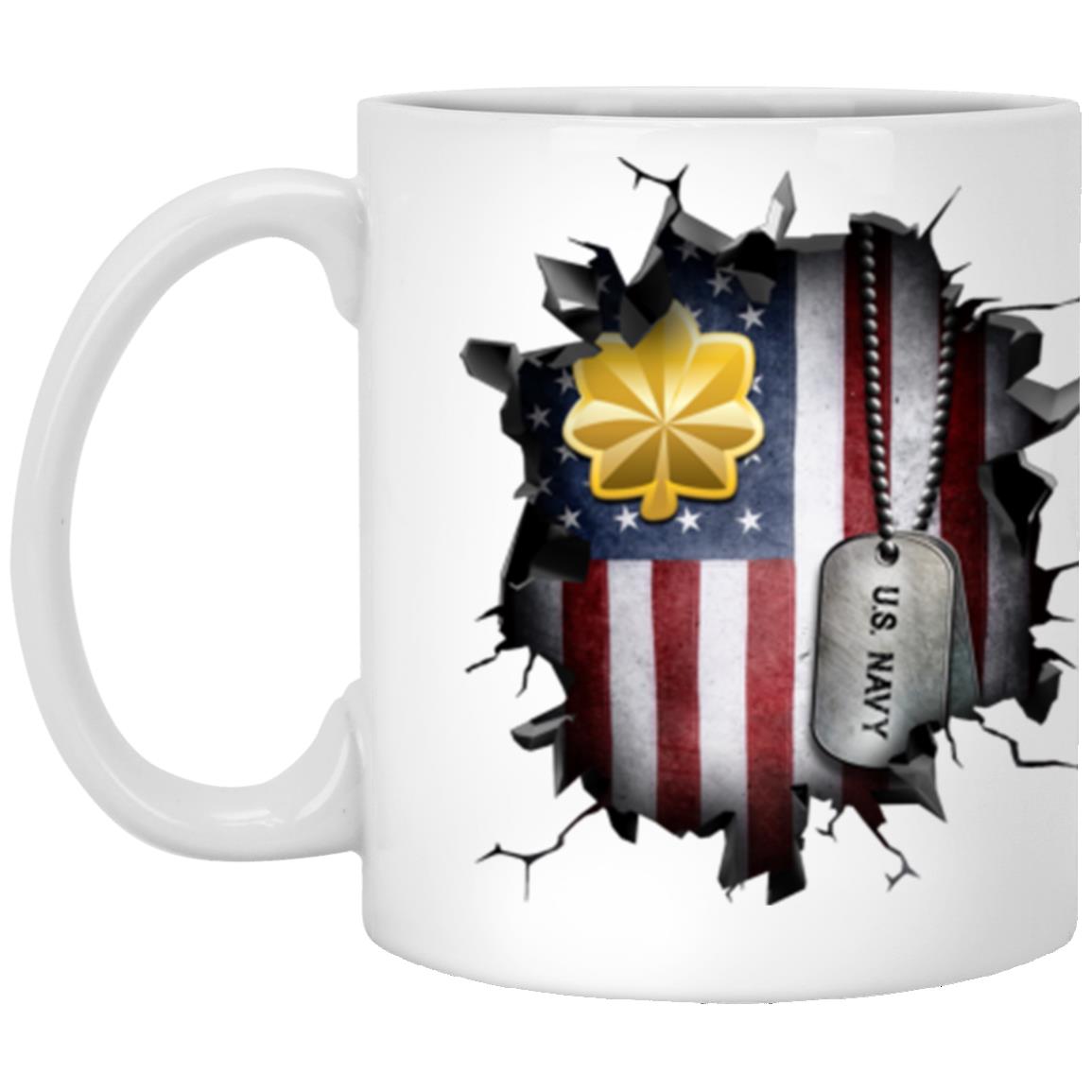 US Navy O-4 Lieutenant Commander O4 LCDR Junior Officer 3D Break Effect Coffee Mug 11oz - 15oz White Mug