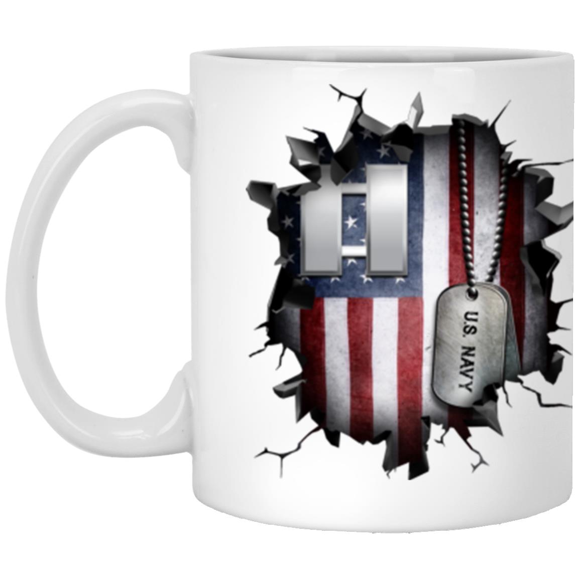 US Navy O-3 Lieutenant O3 LT Junior Officer 3D Break Effect Coffee Mug 11oz - 15oz White Mug