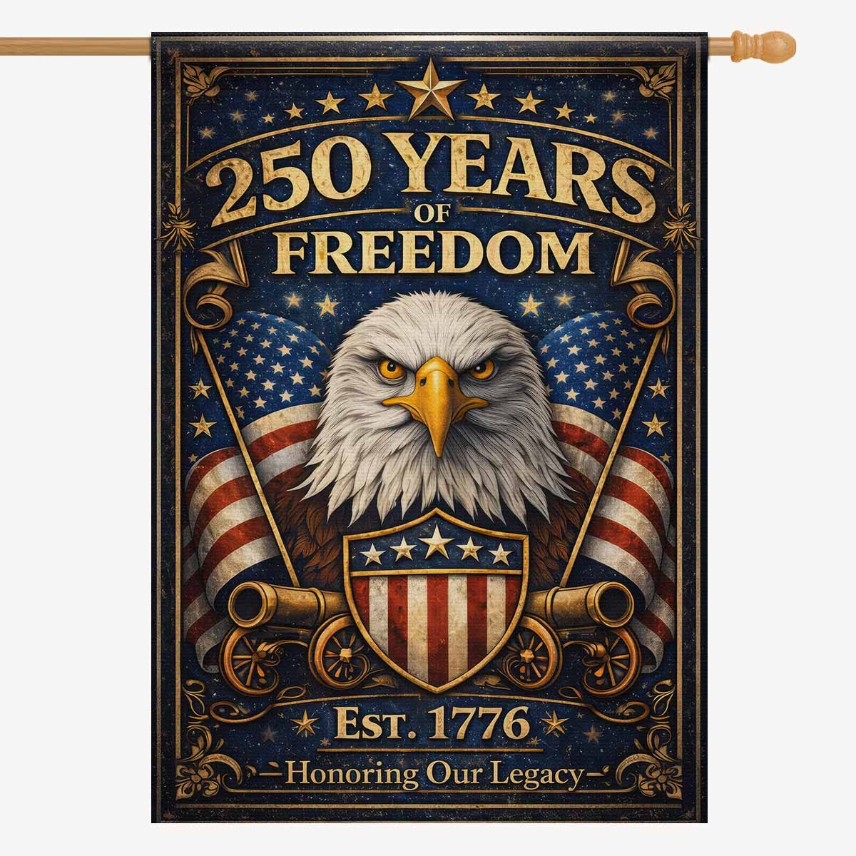 250 Years of American Freedom House Flag ΓÇô Est 1776 Anniversary Decor