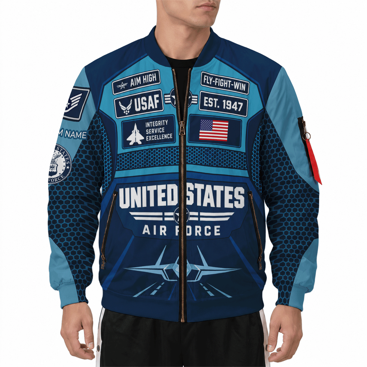 Custom USAF Bomber Jacket Personalized Military Rank Name Airman Gift