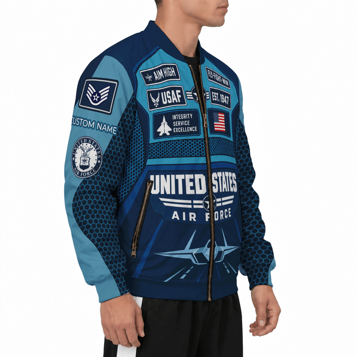 Custom USAF Bomber Jacket Personalized Military Rank Name Airman Gift