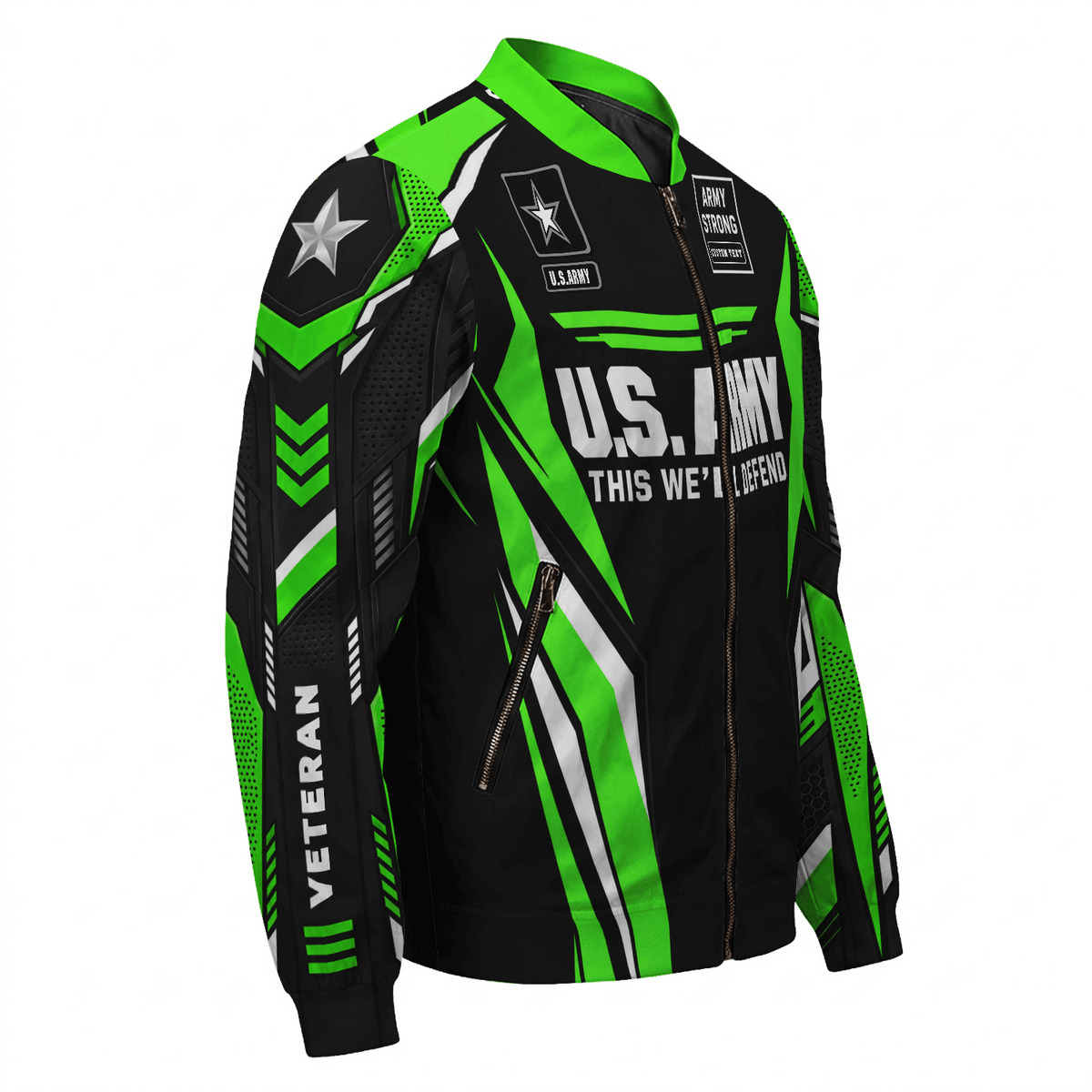 U.S. Army Custom Rank Bomber Jacket Personalized Veteran Service Apparel