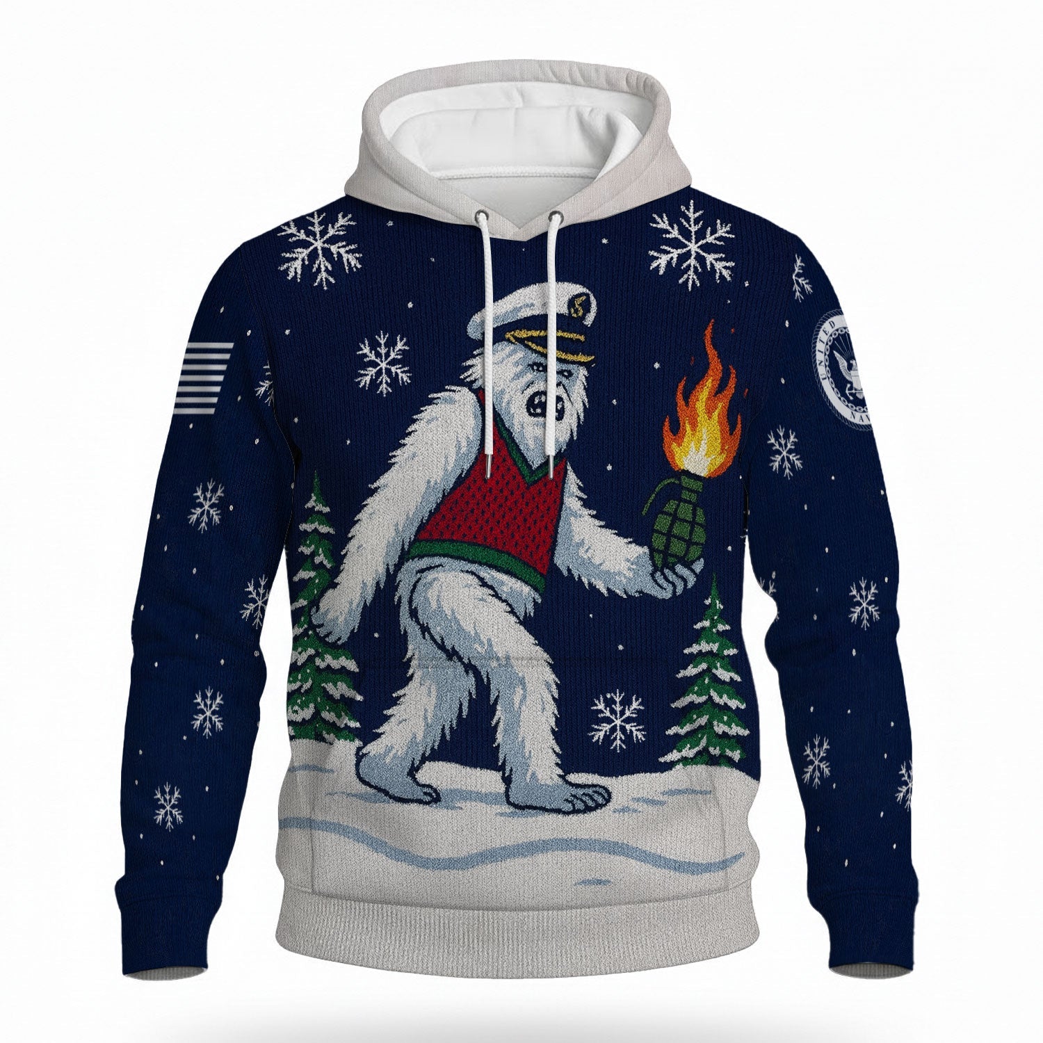 Bigfoot Navy 3D All Over Print Hoodie Xmas