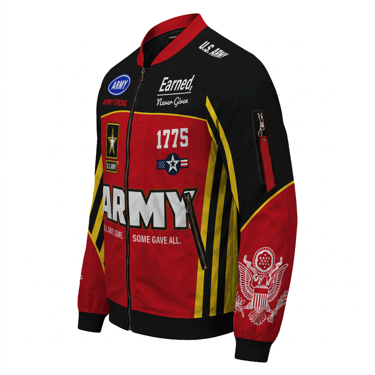 Custom Army Soldier Bomber Jacket with Personalized Text & Military Rank