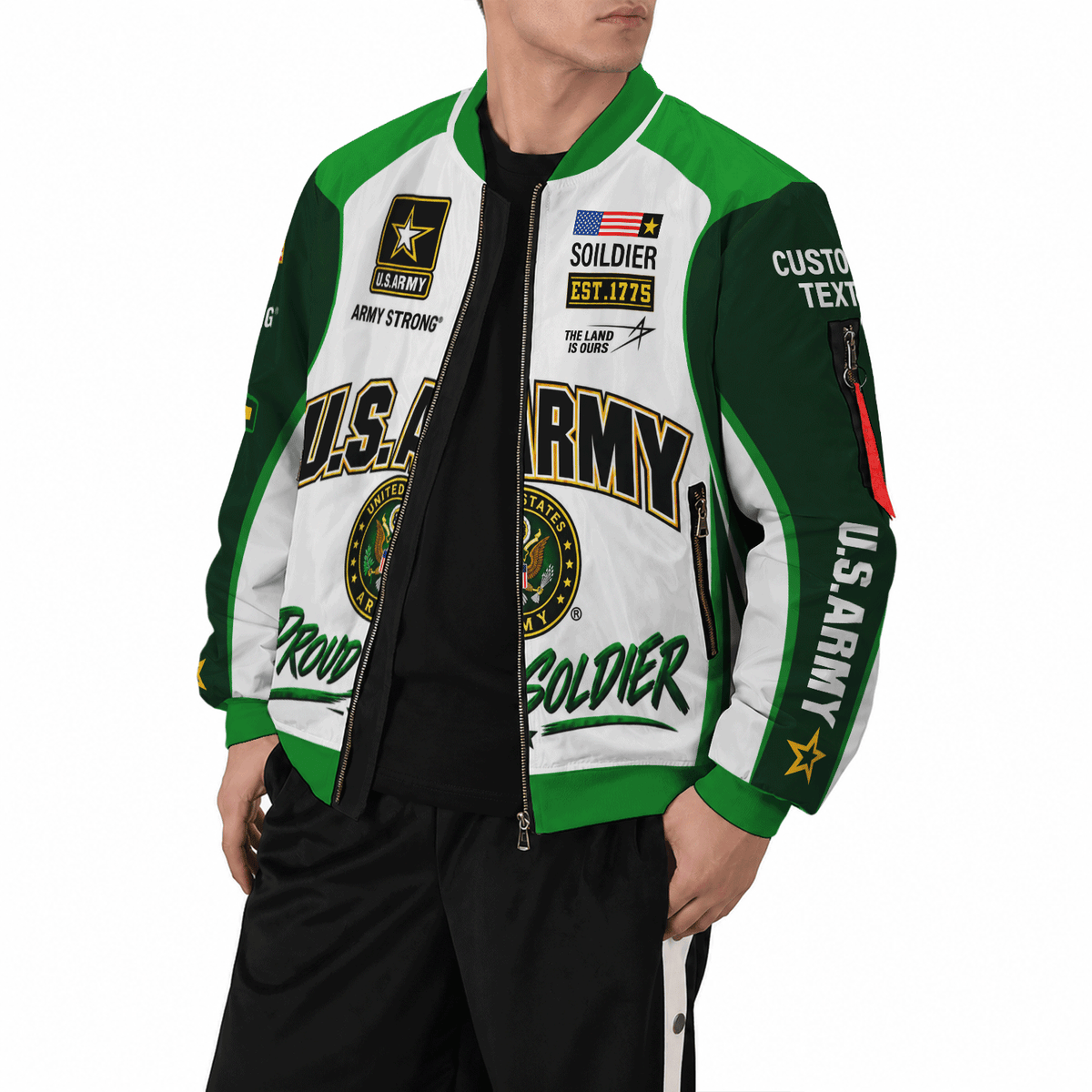 U.S. Army Veteran Jacket Personalized Rank Name All-Over Print Bomber