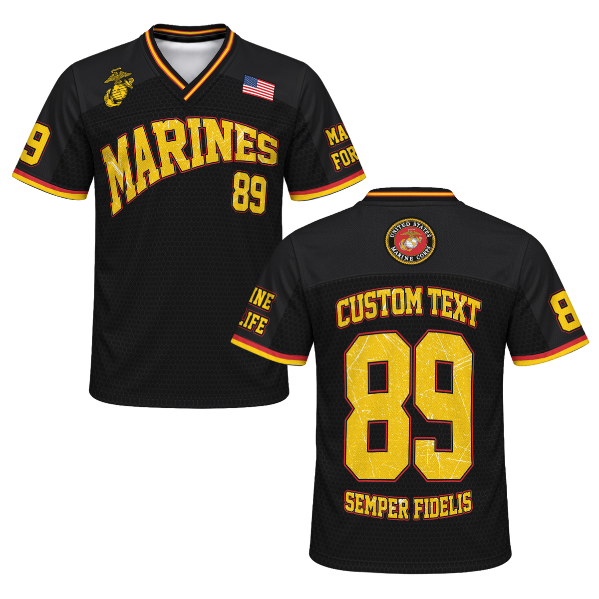 Personalized USMC Sports Jersey Custom Rank Text and Jersey Number