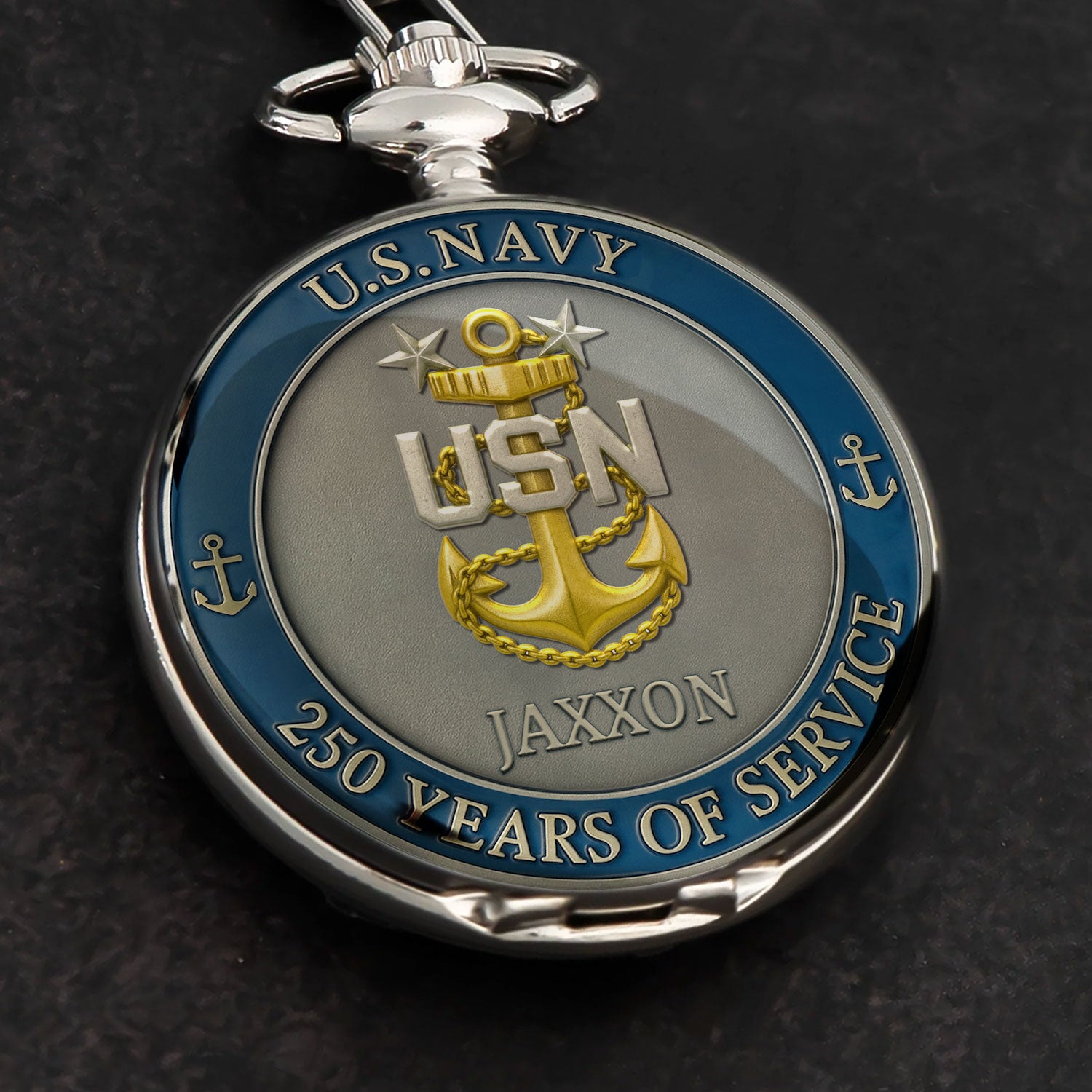 Personalized US Navy 250 Years Of Service Pocket Watch
