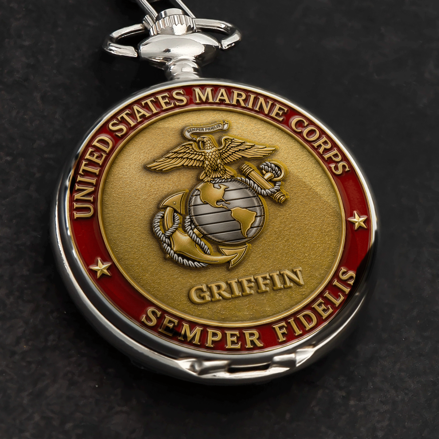 USMC Rank Name Pocket Watch Personalized Gift