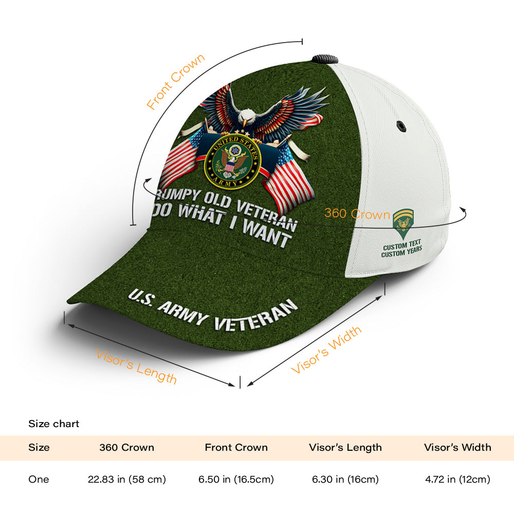 Custom Ranks/Insignia, Personalized Name And Years Served All Over Prints Premium Classic Cap JAOVC17