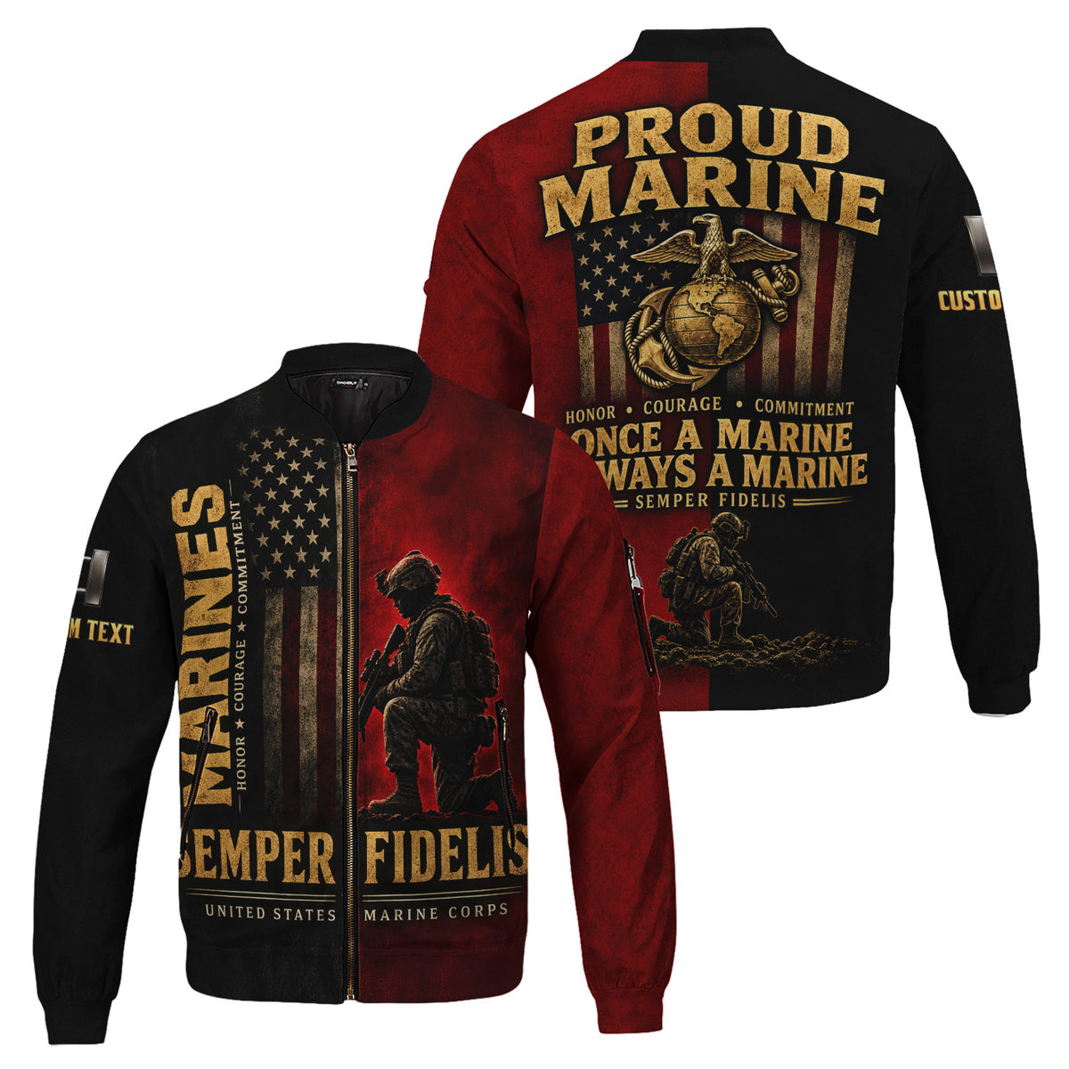 Personalized Name Rank U.S. Marine Corps Military Bomber Jacket