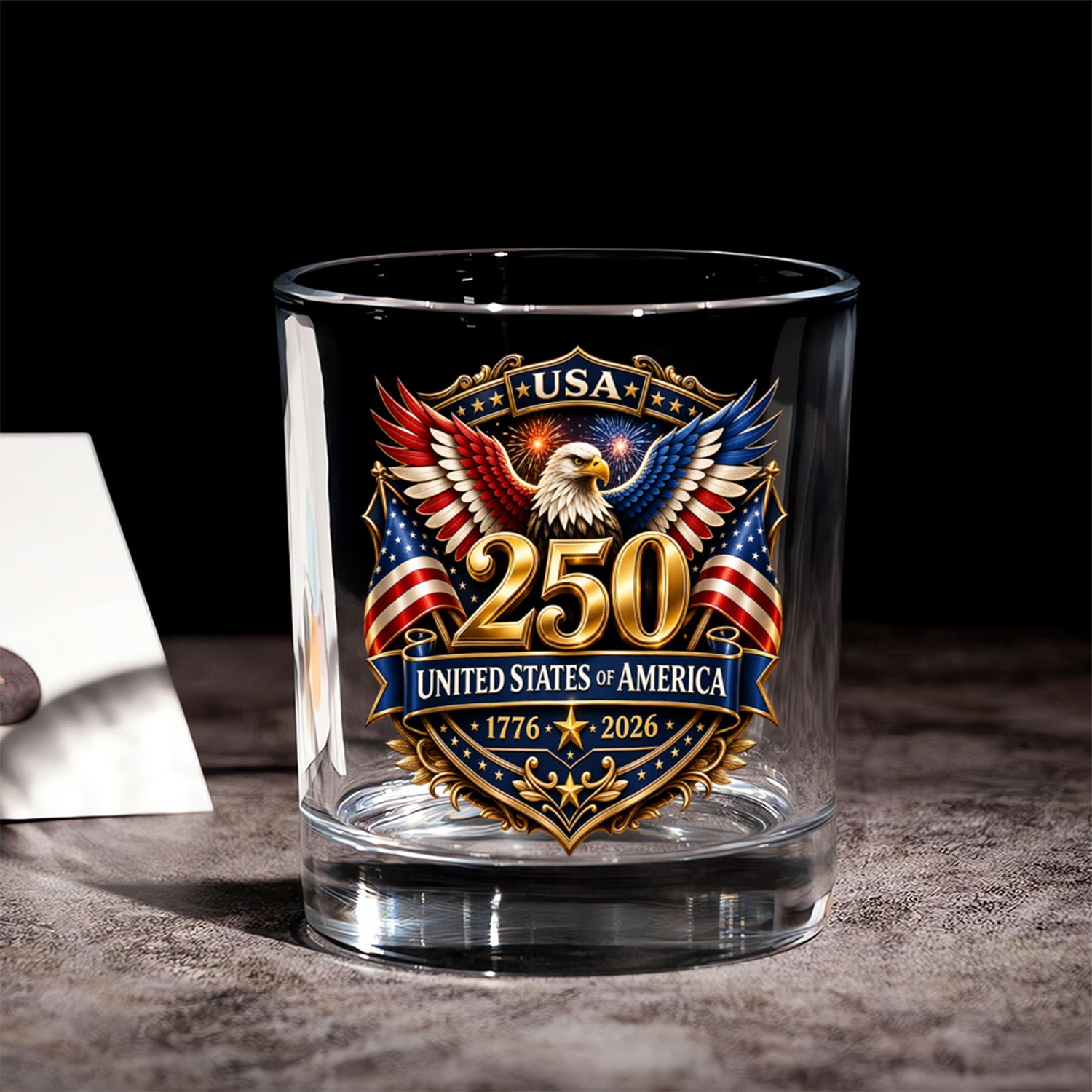 America 250 Whiskey Glass 1776-2026 Commemorative Gift