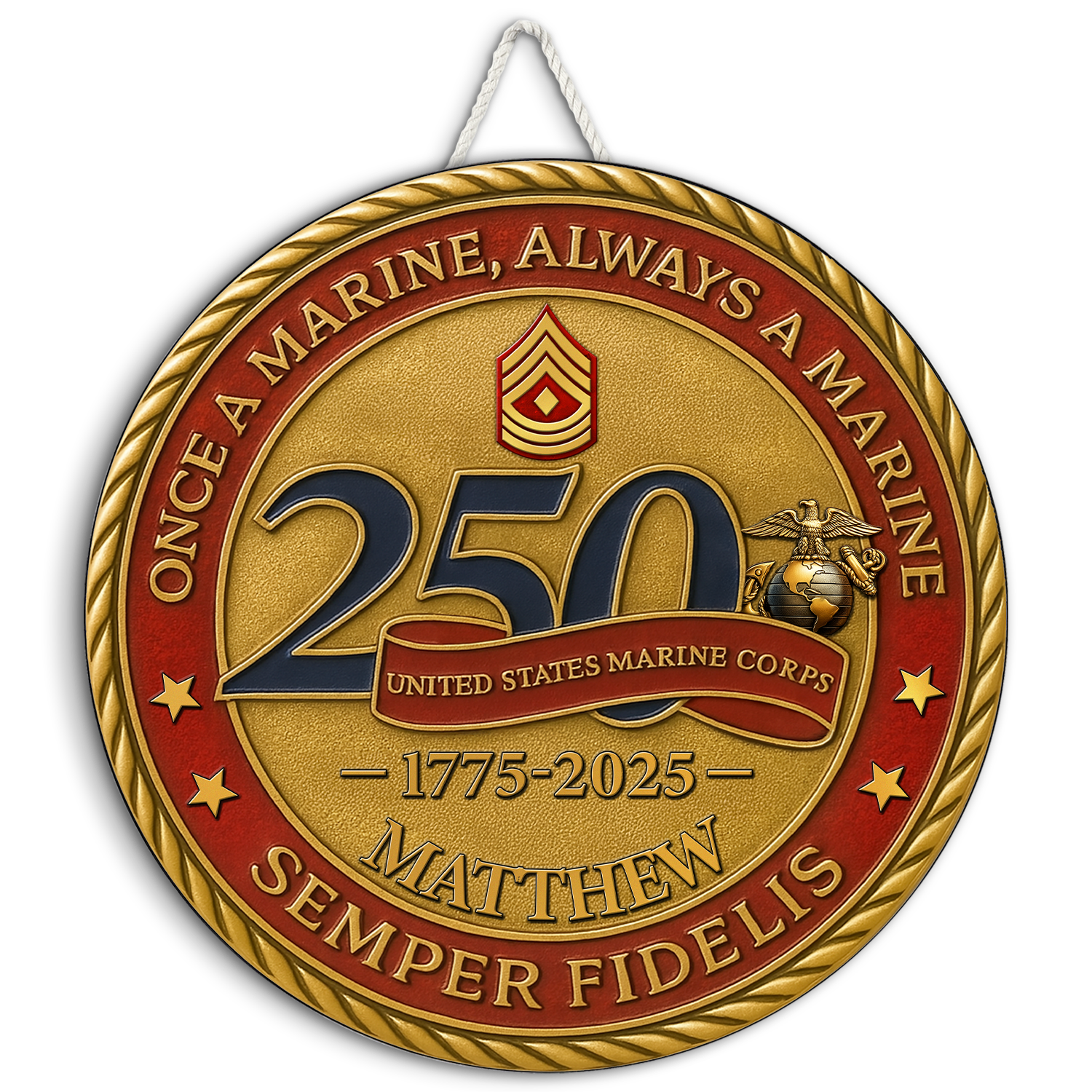 MARlNE 250th Anniversary Wooden Sign