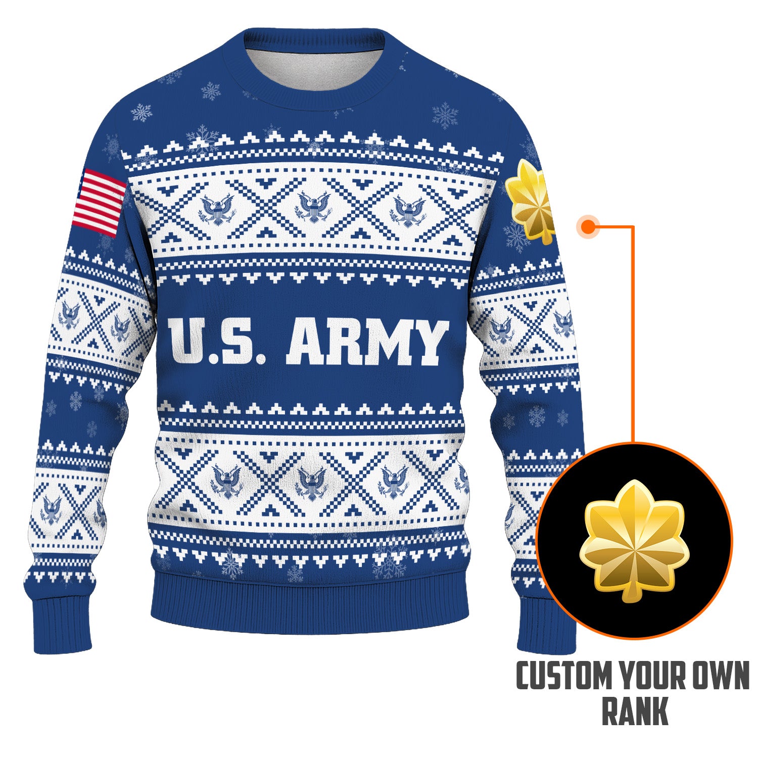 Custom Ranks US Army Ugly Christmas Sweater for Women Men KRUST05