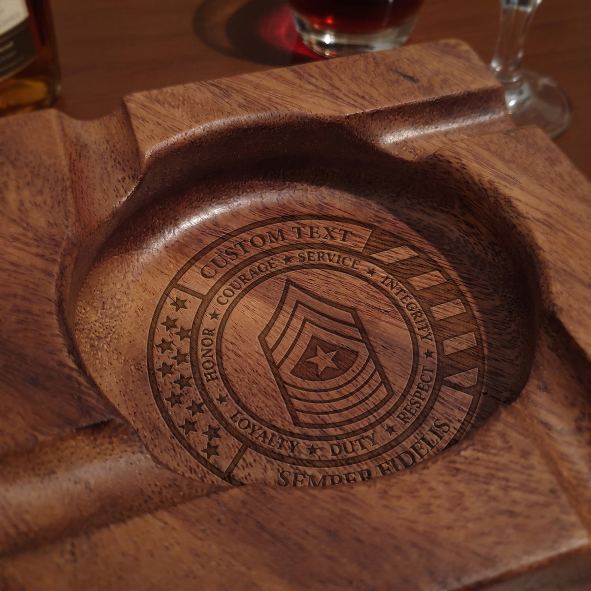 Personalized Air Force Veteran Cigar Ashtray Custom Military Text