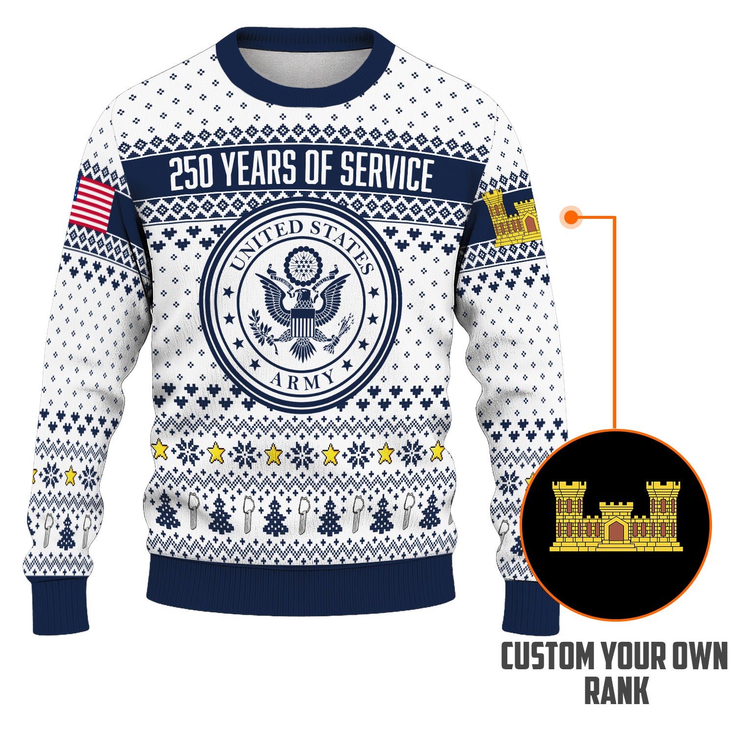 Custom Ranks US Army Ugly Christmas Sweater for Women Men KRUST06