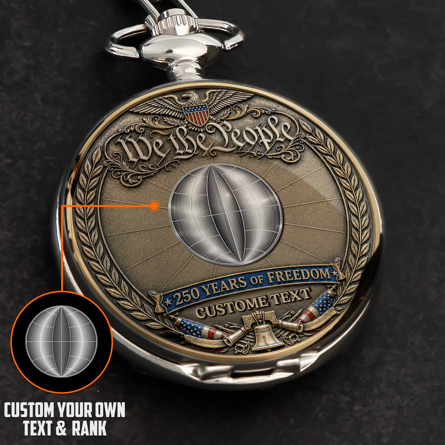Custom US Navy Pocket Watch 250 Years Anniversary Veteran Gift