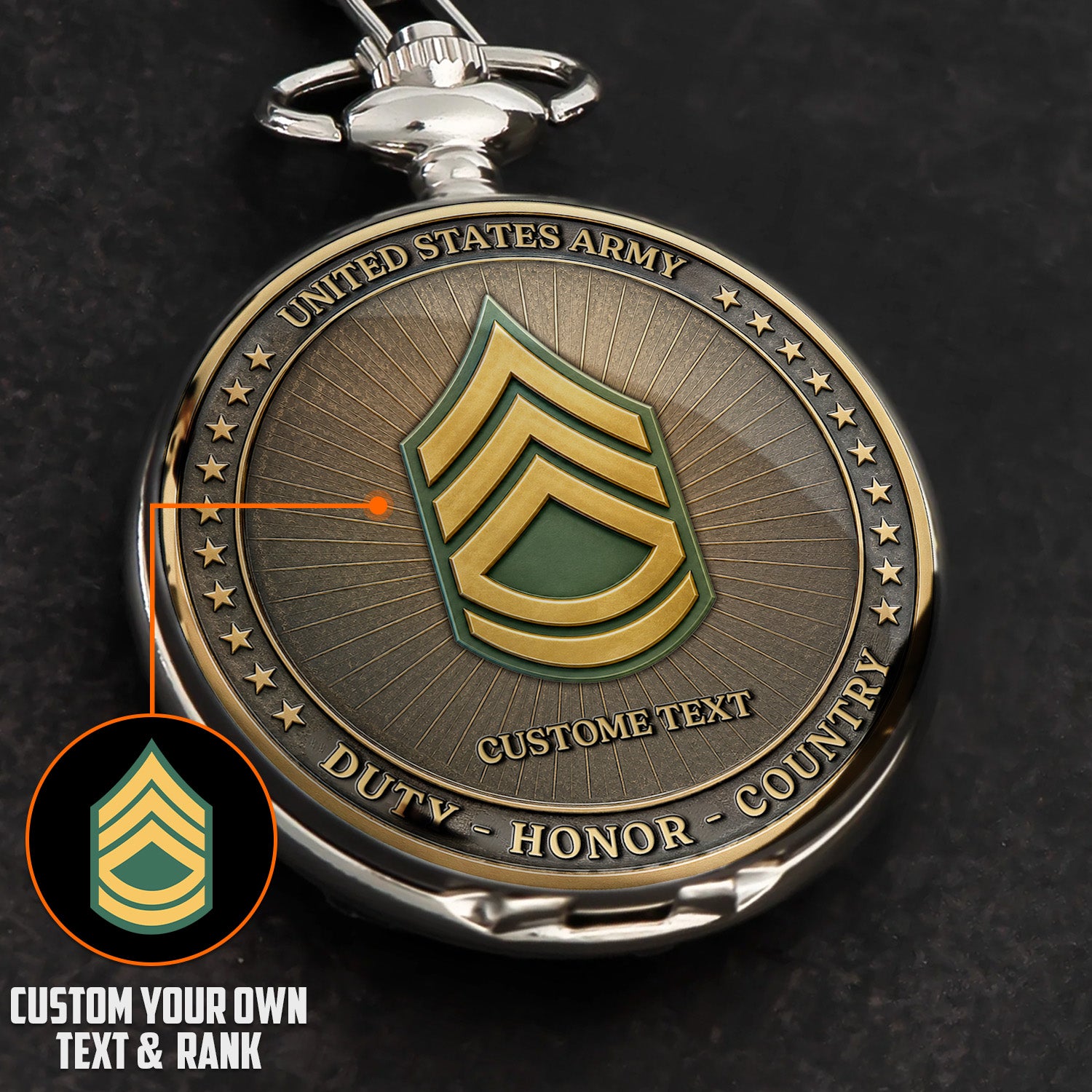 US Army Veteran Gift Personalized Pocket Watch 250 Years