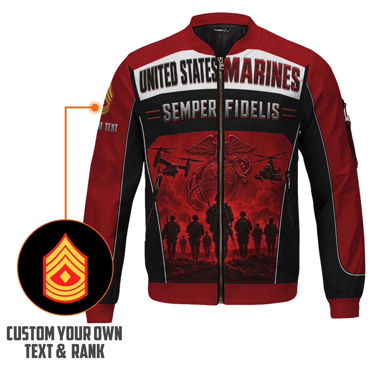 Custom Name Rank U.S. Marine Corps Military Bomber Jacket