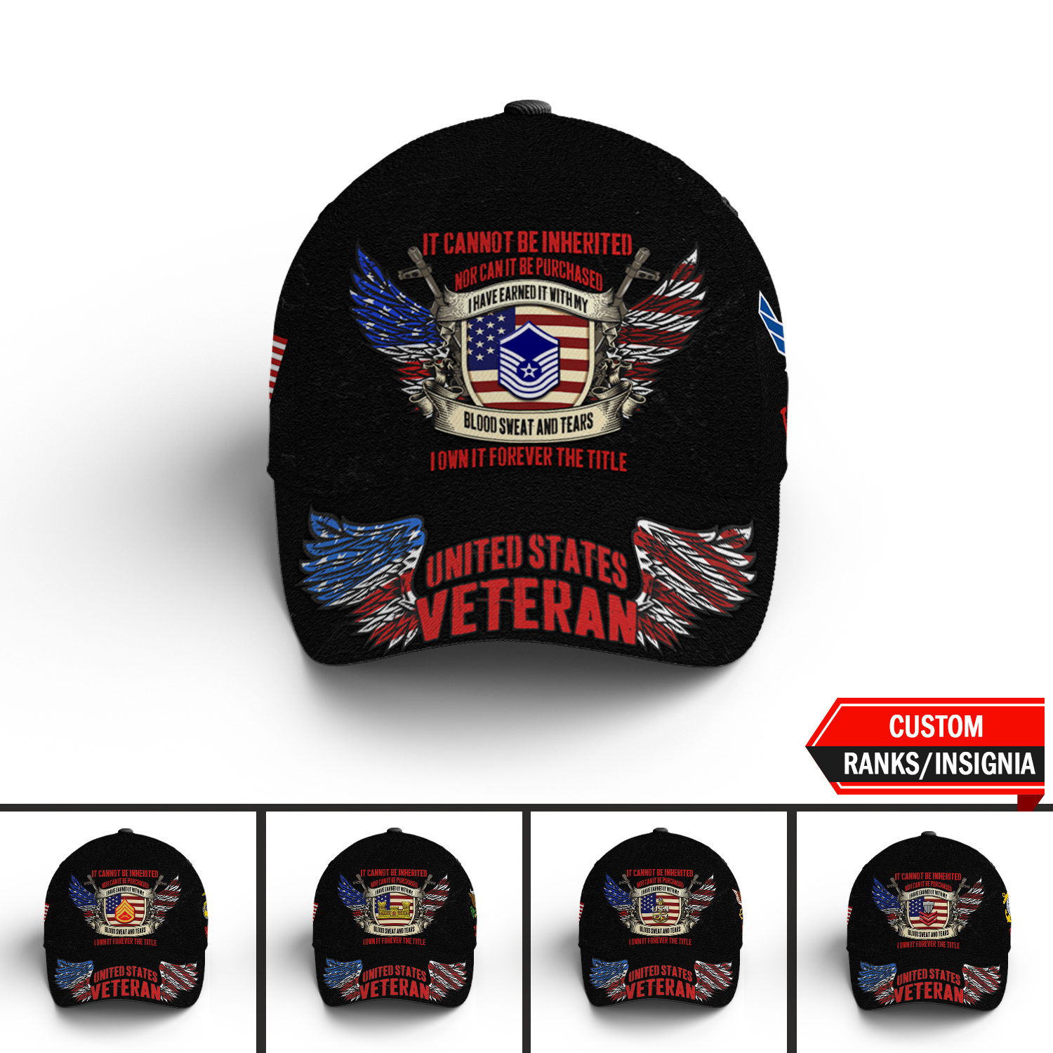 Custom Ranks/Insignia, Personalized Name And Years Served All Over Prints Premium Classic Cap KAOVC22