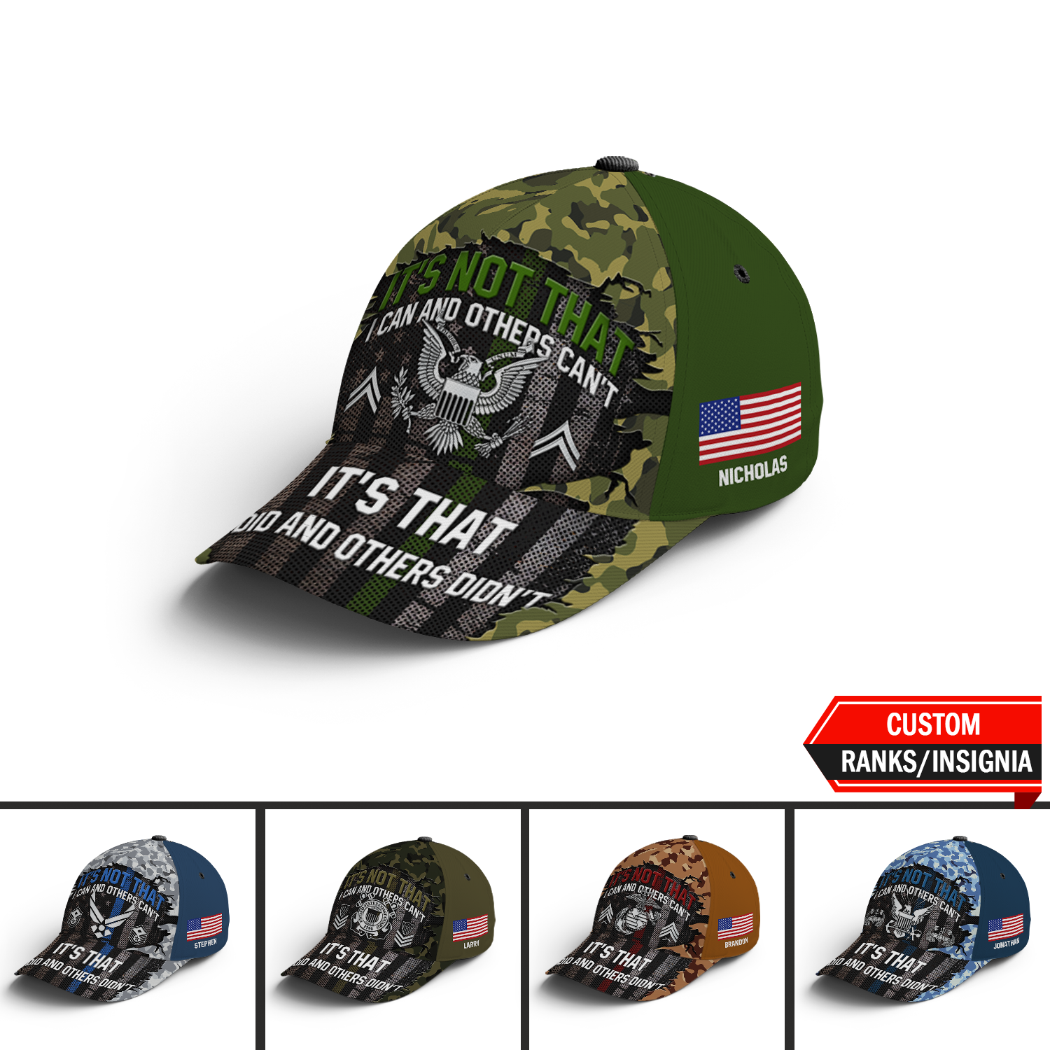 Custom Ranks/Insignia, Personalized Name And Years Served All Over Prints Premium Classic Cap KAOVC20