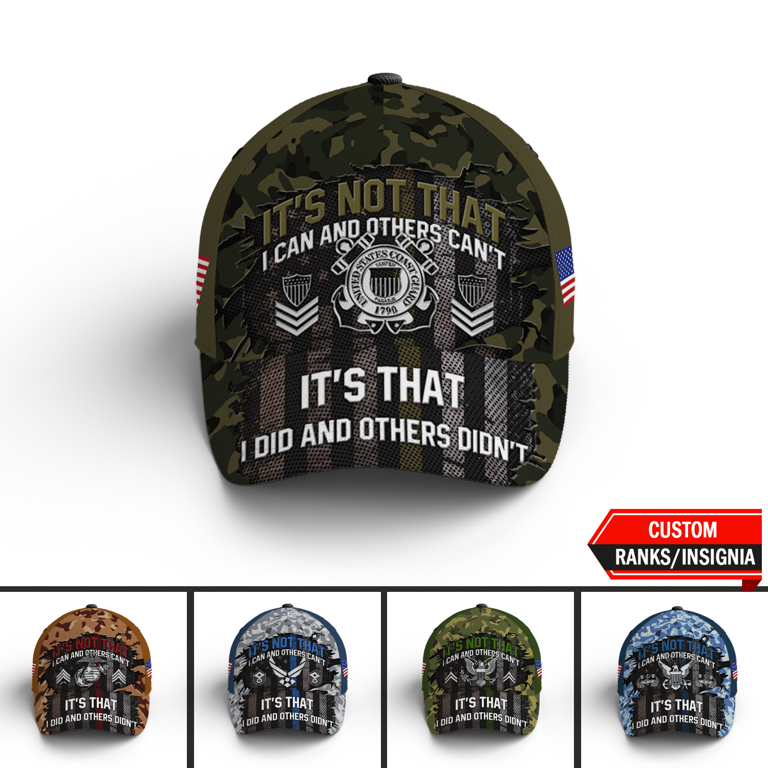 Custom Ranks/Insignia, Personalized Name And Years Served All Over Prints Premium Classic Cap KAOVC20