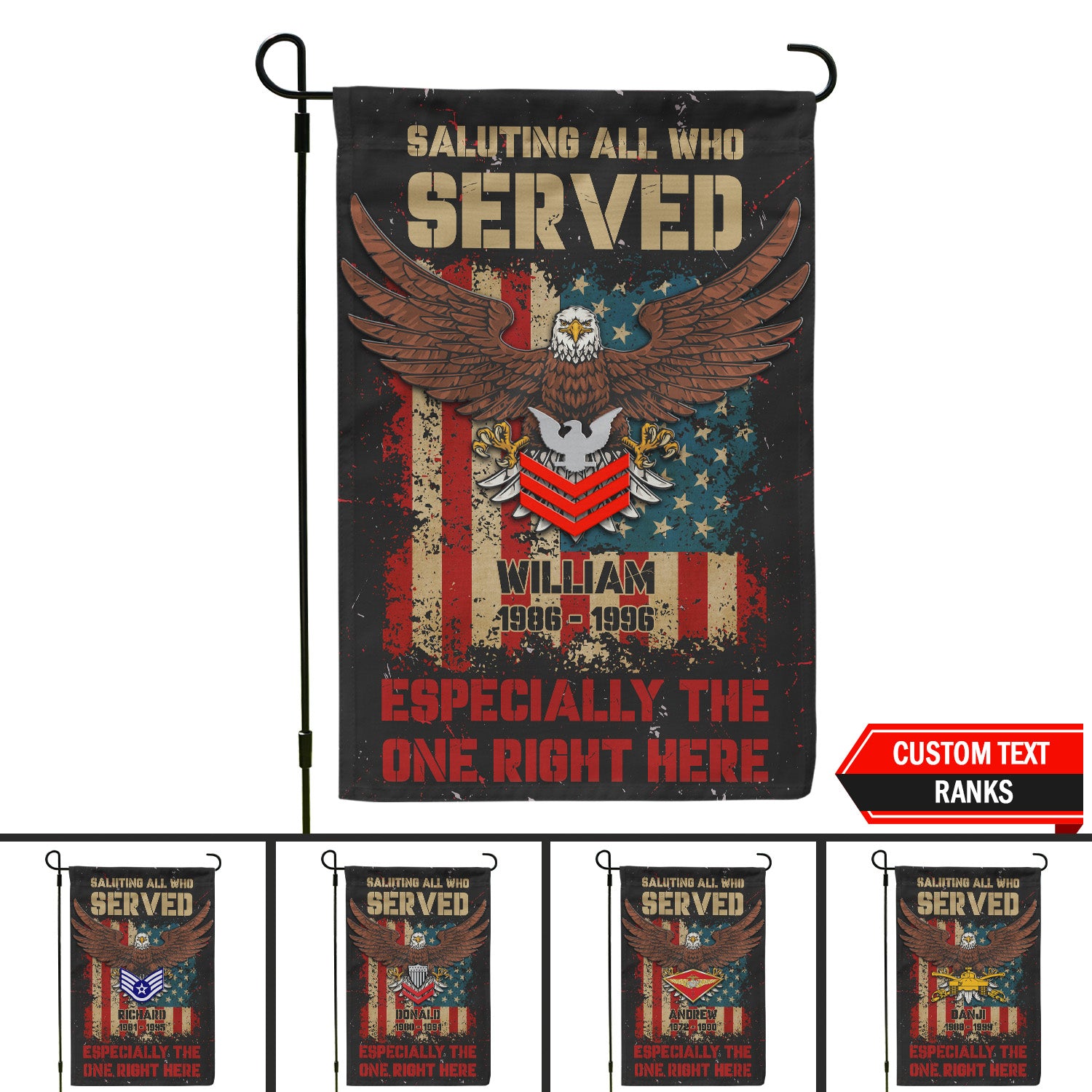 Personalized US Military Logo/Insignia And Text KFLAG28 Garden Flag, House Flag Twin-Side Printing