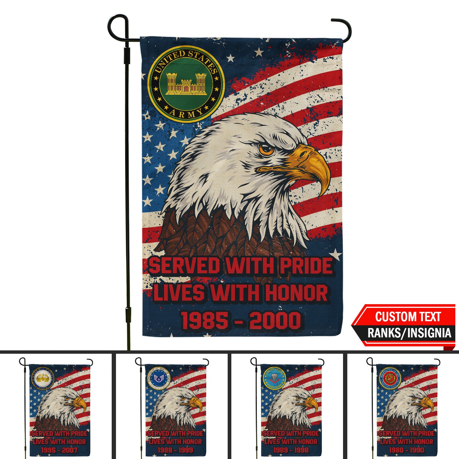 Personalized US Military Logo/Insignia And Text KFLAG27 Garden Flag, House Flag Twin-Side Printing